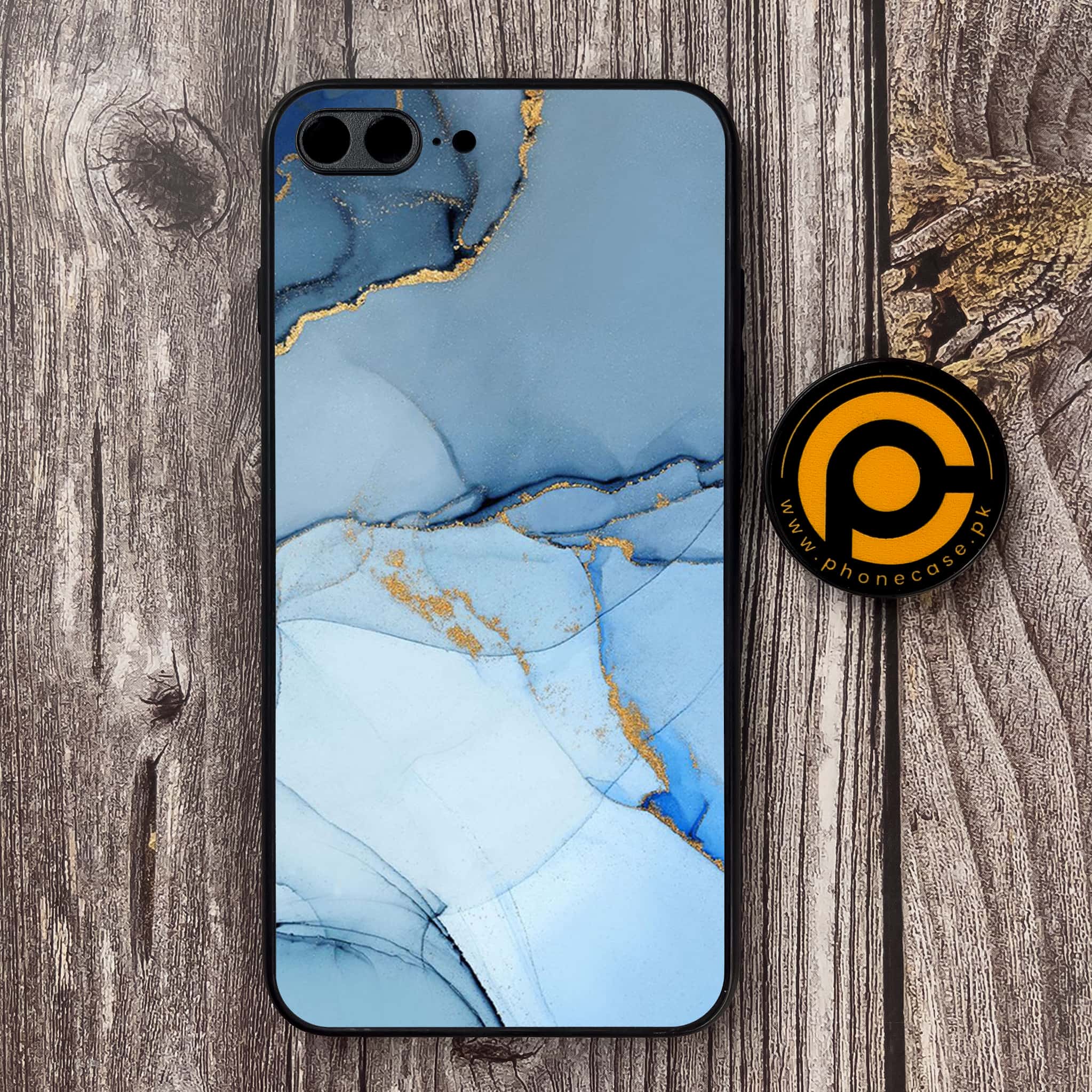 iPhone 7 Plus/ 8 Plus - Blue Marble  Design 8 - Premium Metal Printed soft Bumper shock Proof Case  CS-29931