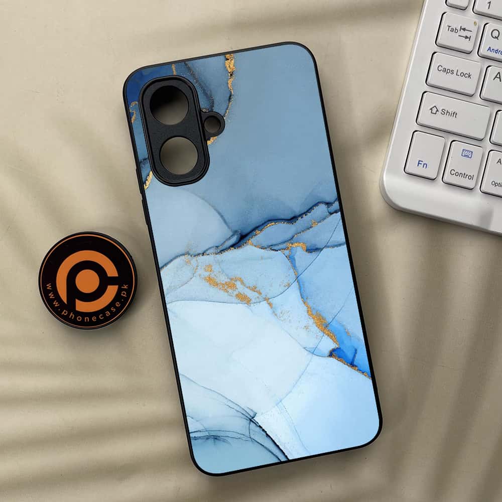 Tecno Spark Go 2 - Blue Marble Series - Premium Metal Printed soft Bumper Shock Proof Case