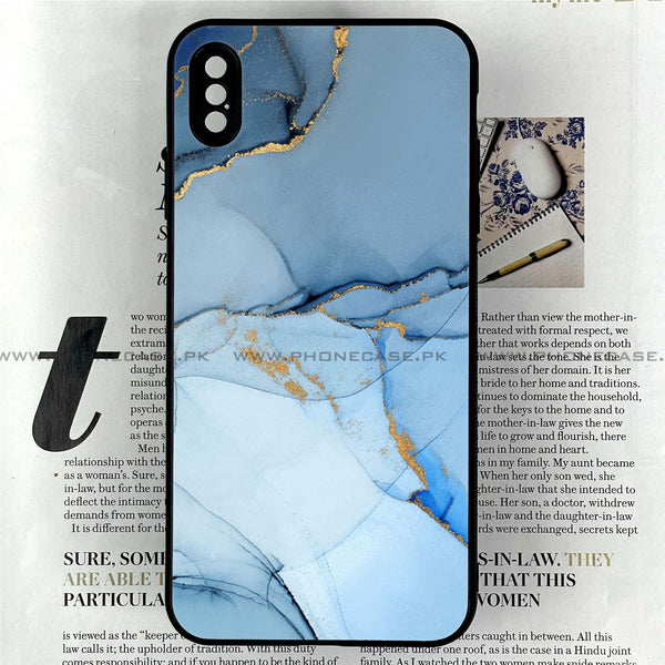 iPhone Xs Max - Blue Marble Design 8- Premium Metal Printed soft Bumper shock Proof Case CS-16612 CS-26301