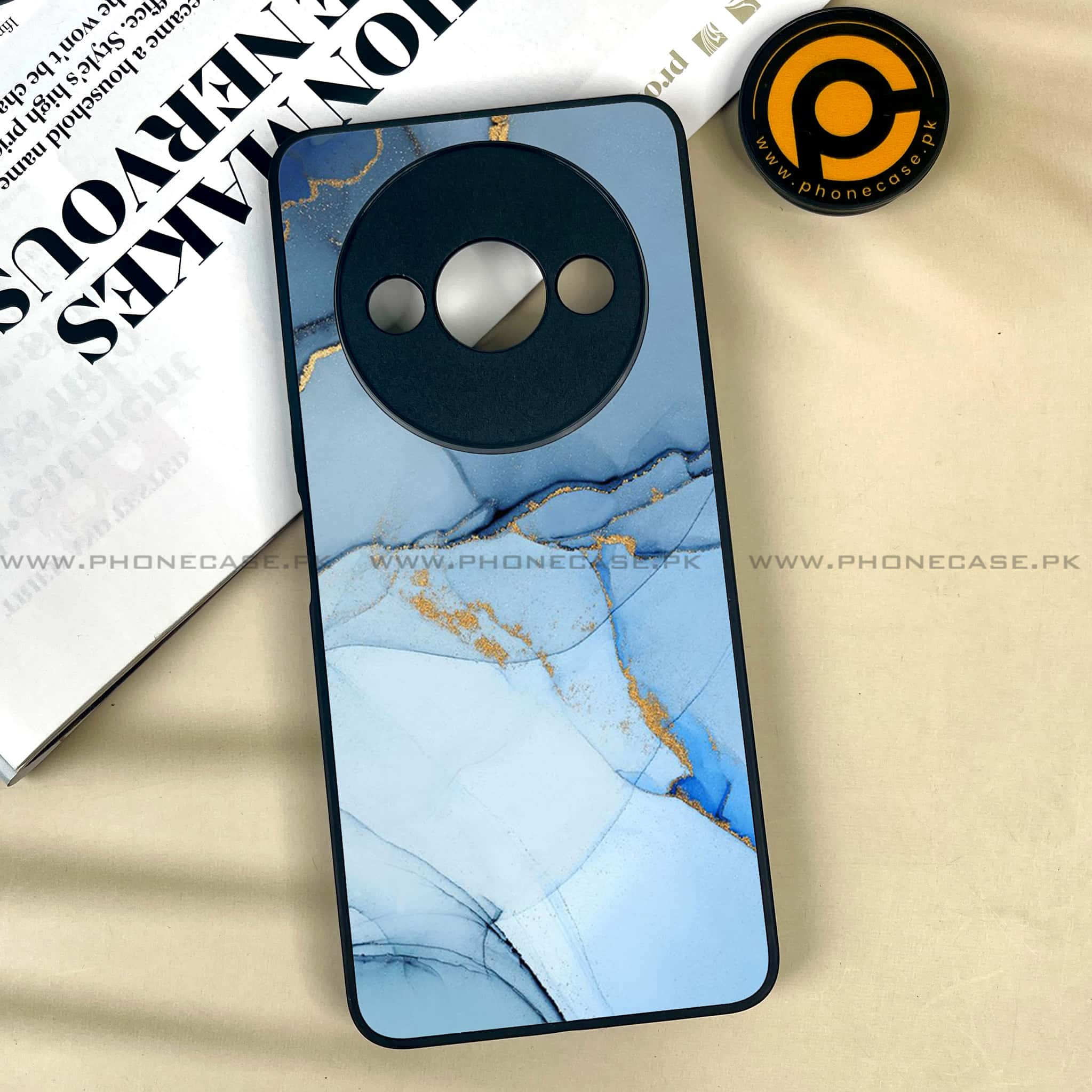 Xiaomi Redmi A3x - Blue Marble Series - Premium Printed Metal soft Bumper shock Proof Case