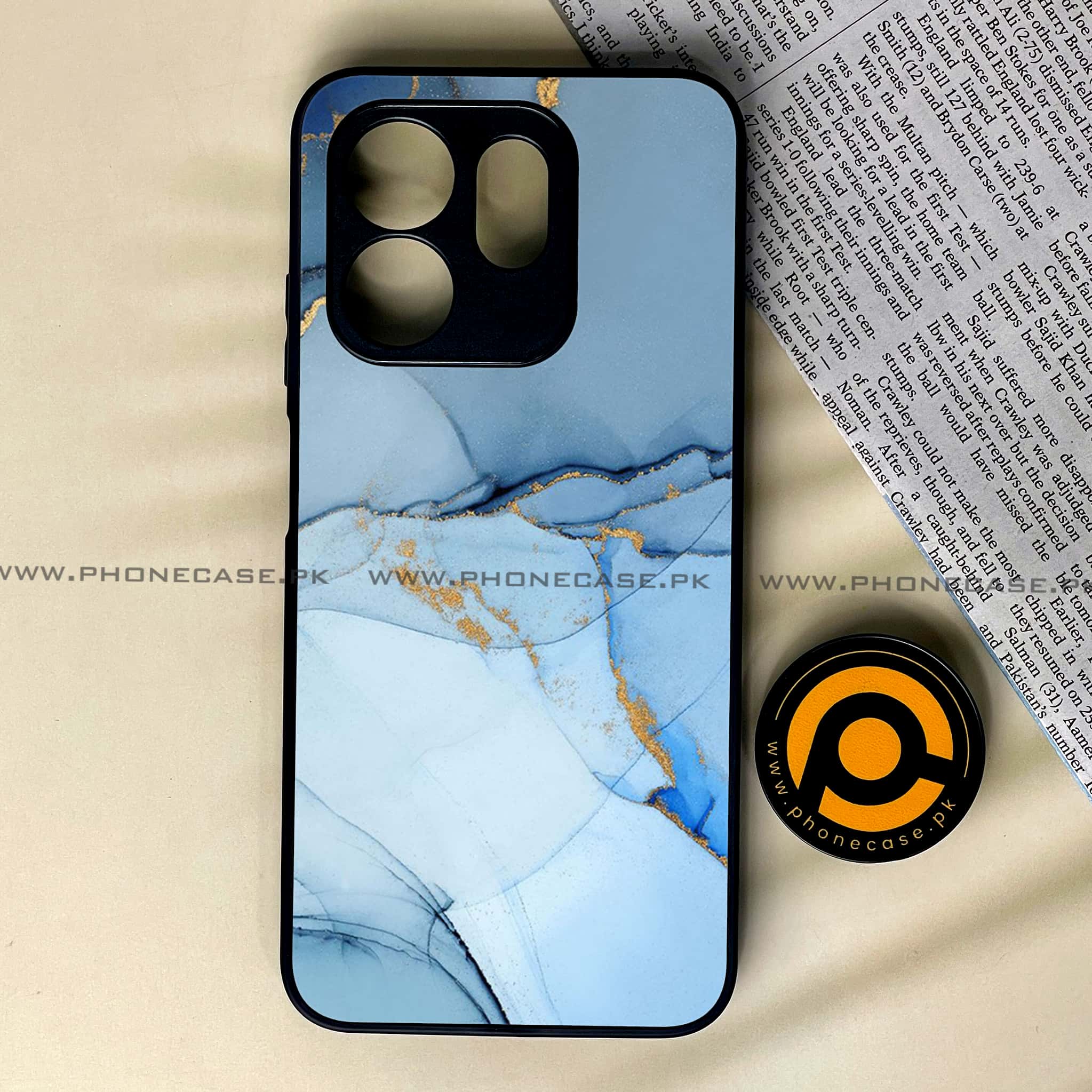 Infinix Smart 9 HD - Blue Marble Series - Premium Metal Printed soft Bumper shock Proof Case