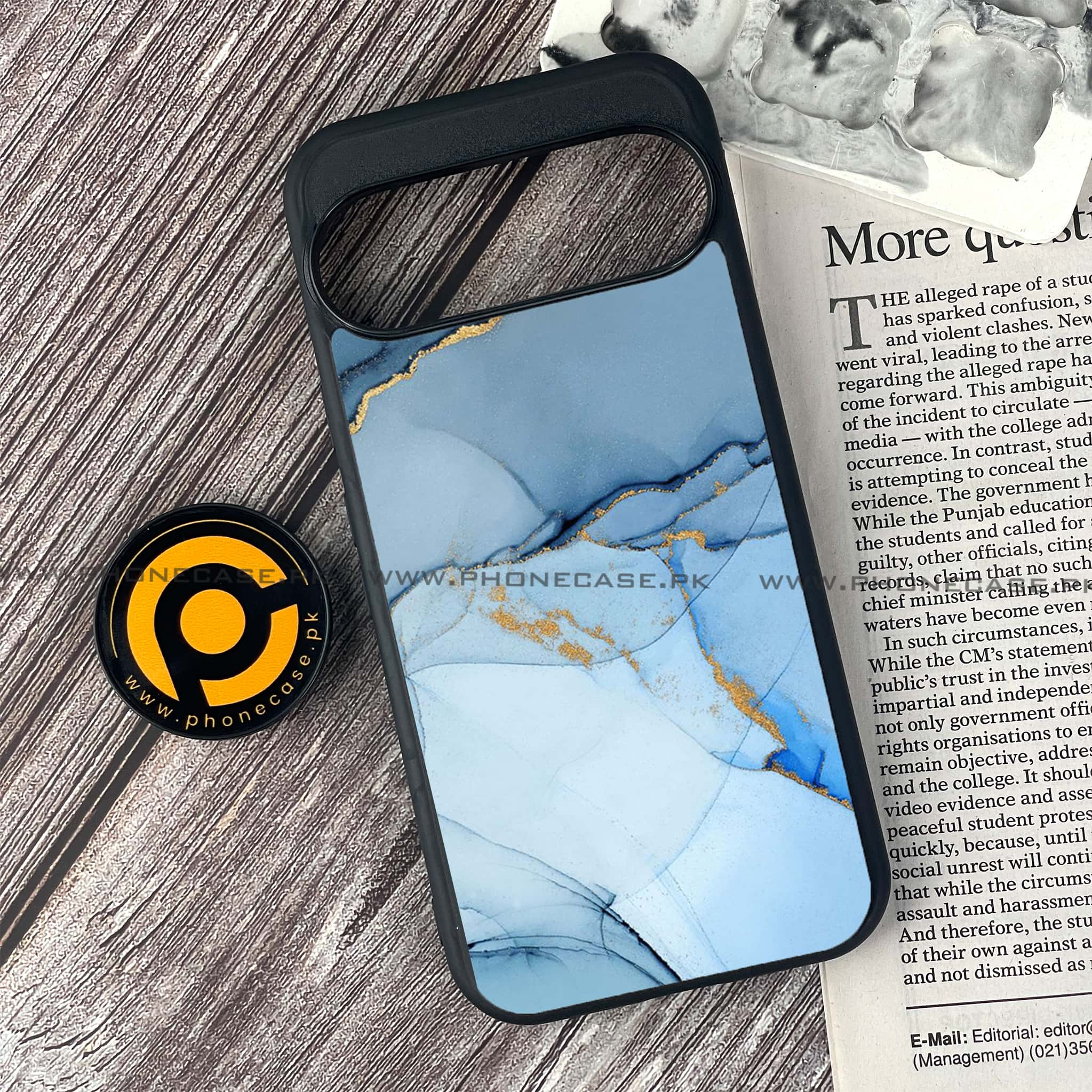 Google Pixel 9 Pro - Blue Marble Series - Premium Printed Glass soft Bumper shock Proof Case