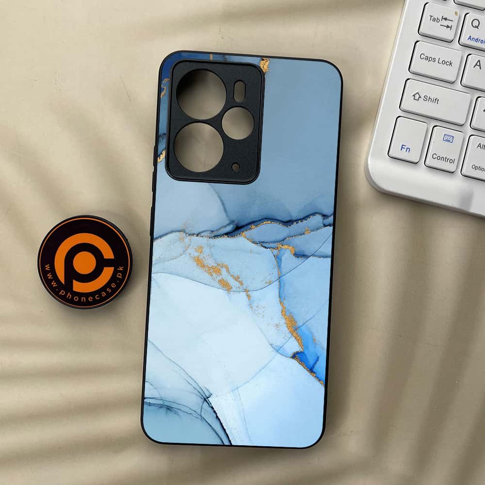 Realme 14 5G - Blue Marble Series - Premium Metal Printed soft Bumper Shock Proof Case