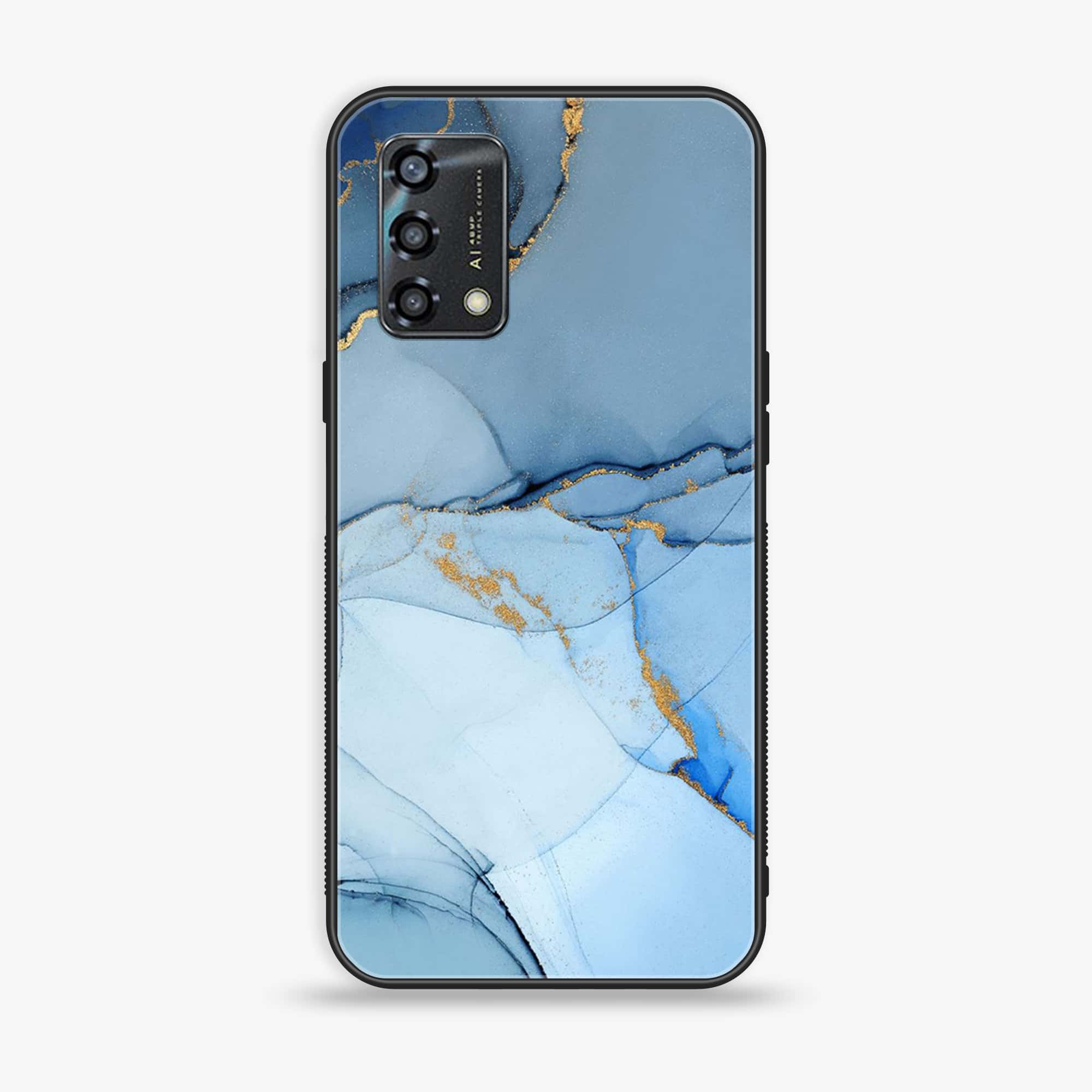 Oppo A95  - Blue Marble Series - Premium Printed Glass soft Bumper shock Proof Case