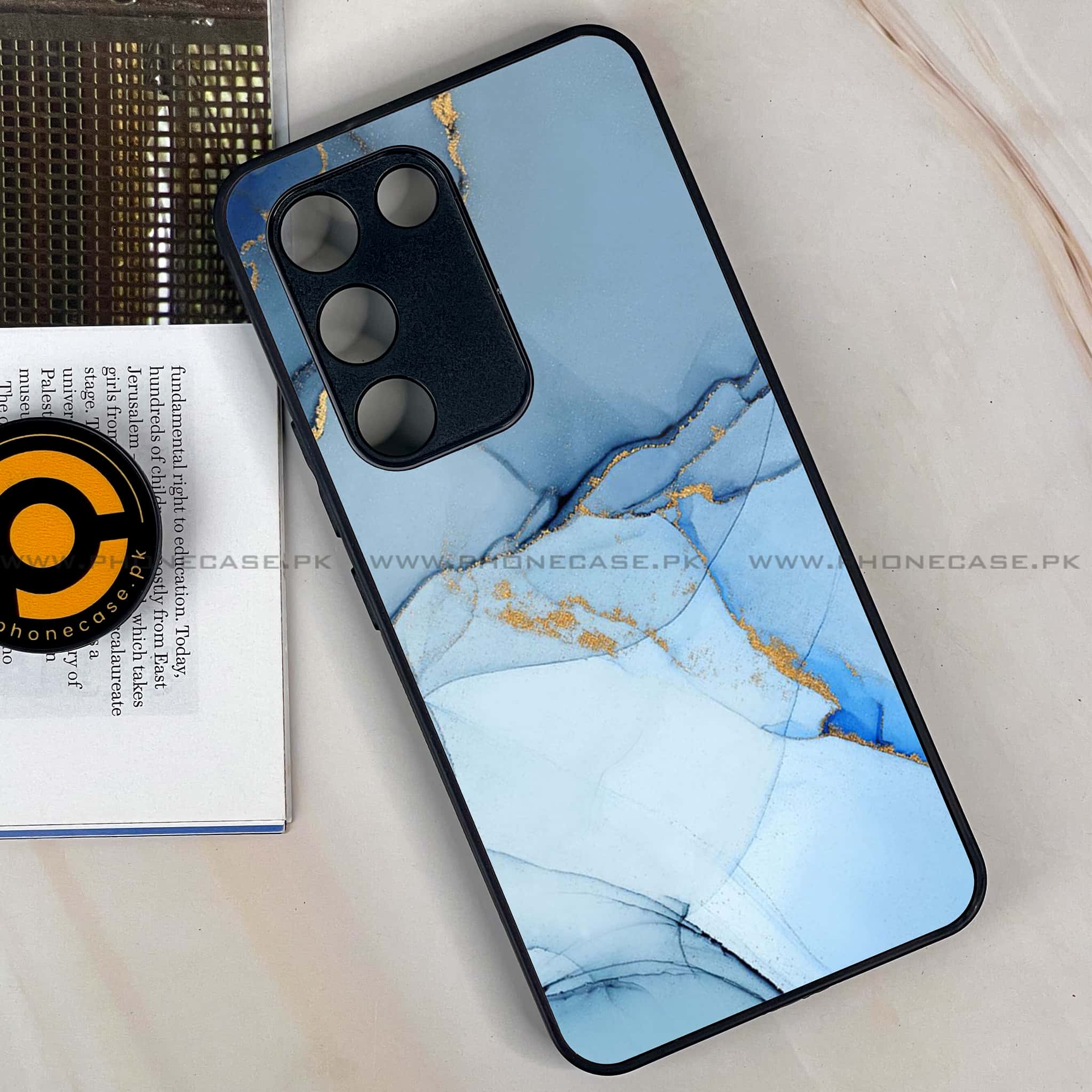 Vivo Y200e - Blue Marble Series - Premium Metal Printed soft Bumper shock Proof Case