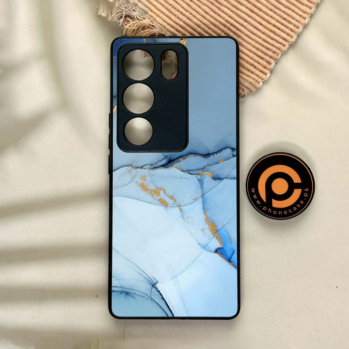 Vivo V29 - Blue Marble Design 8 - Premium Printed Glass soft Bumper shock Proof Case CS-42502