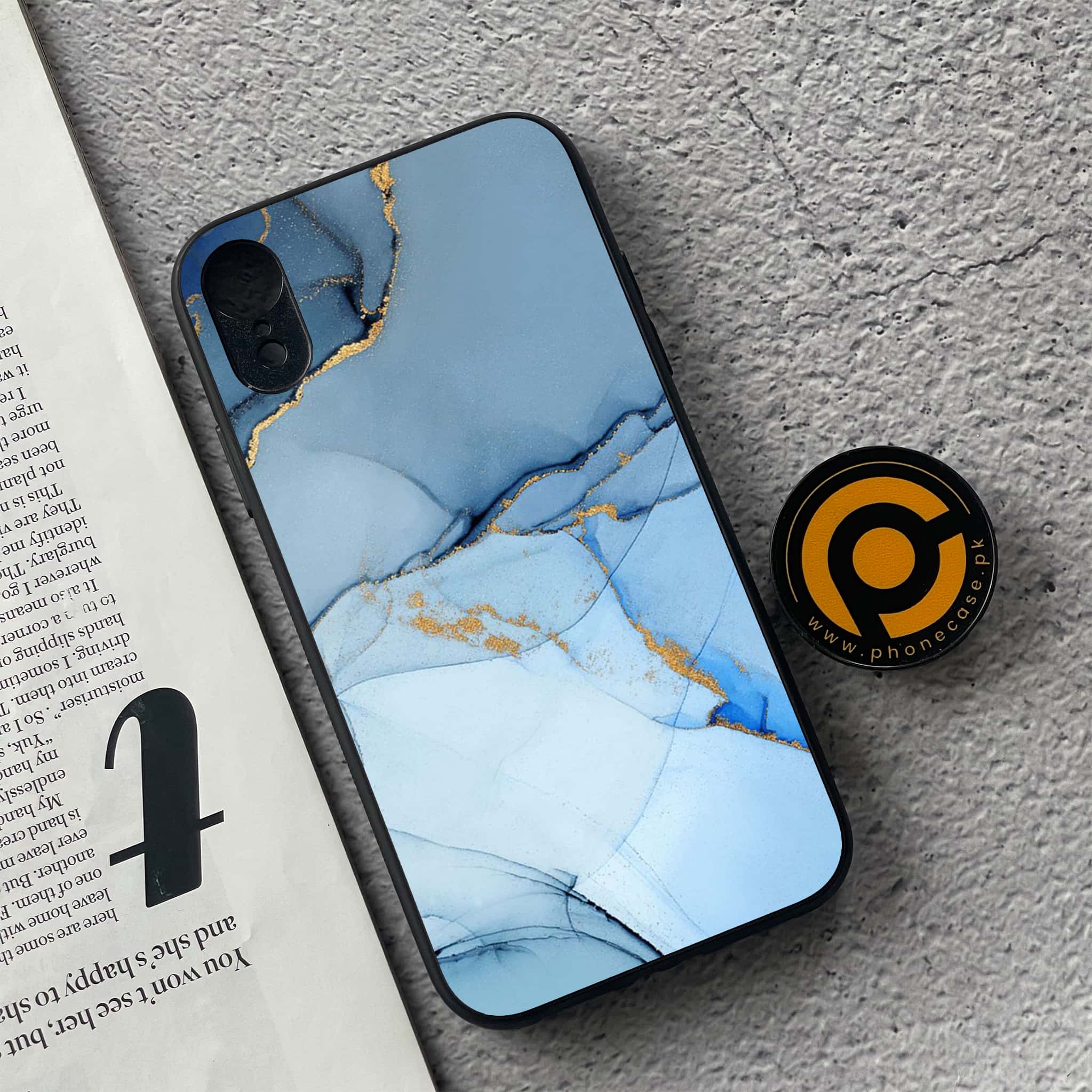 iPhone XR - Blue Marble Series - Premium Metal Printed soft Bumper shock Proof Case