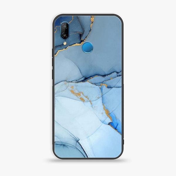 Huawei P20 lite - Blue Marble design 8- Premium Printed Glass soft Bumper shock Proof Case CS-11064