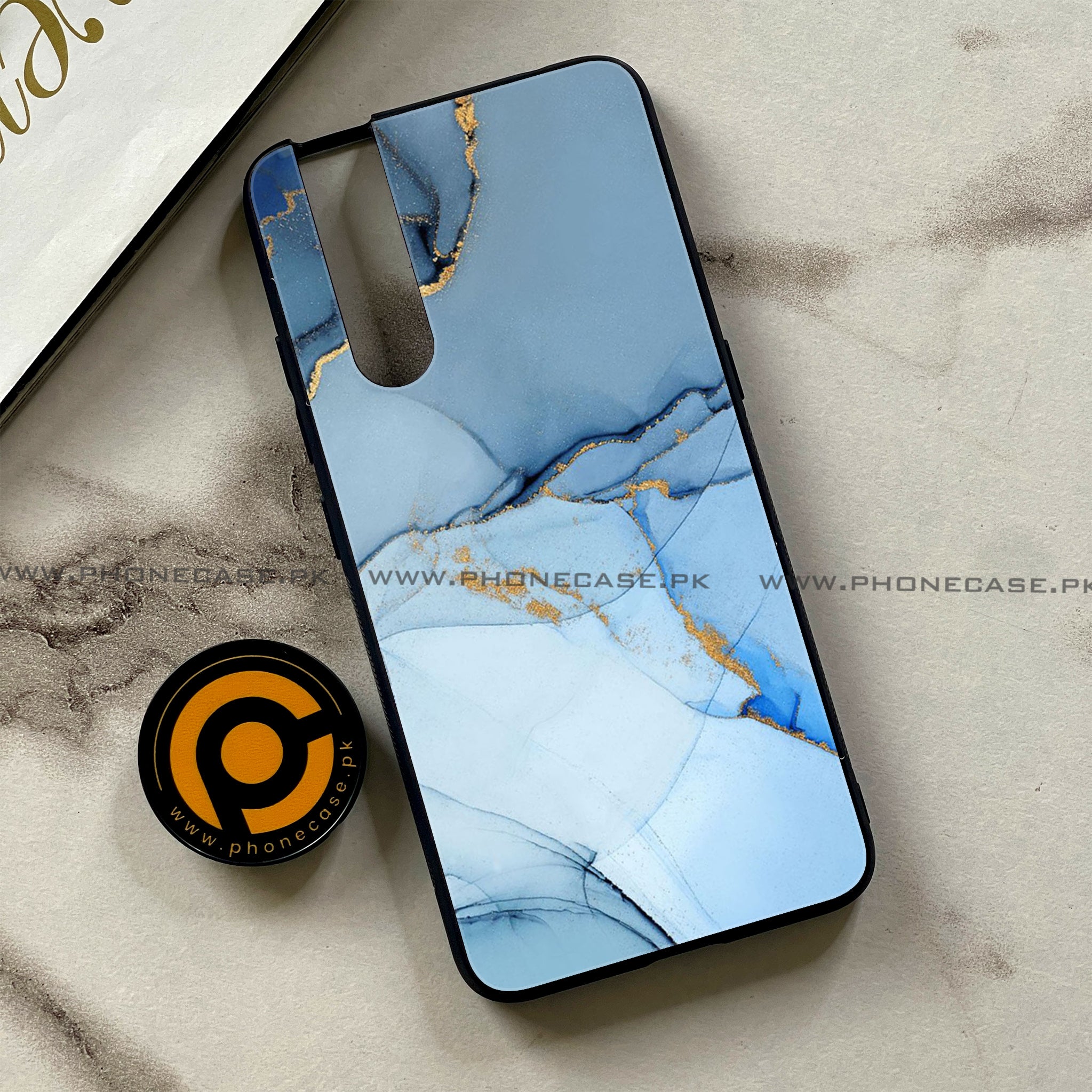 Vivo V15 Pro - Blue Marble Series - Premium Printed Glass soft Bumper shock Proof Case