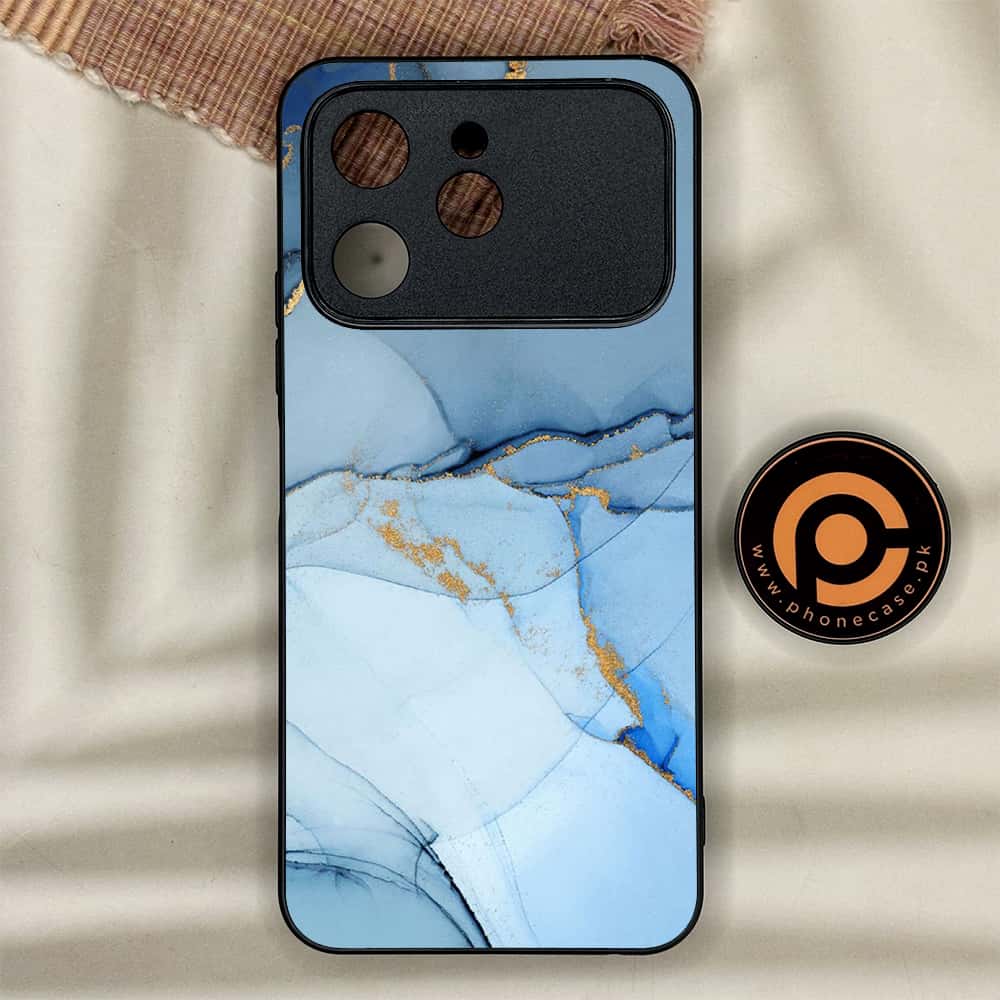 Tecno Spark 40 - Blue Marble Series - Premium Metal Printed soft Bumper shock Proof Case