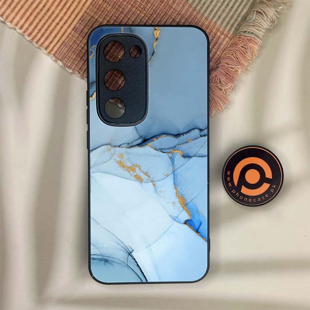 Tecno Spark 40 Pro Plus - Blue Marble Series - Premium Metal Printed soft Bumper shock Proof Case