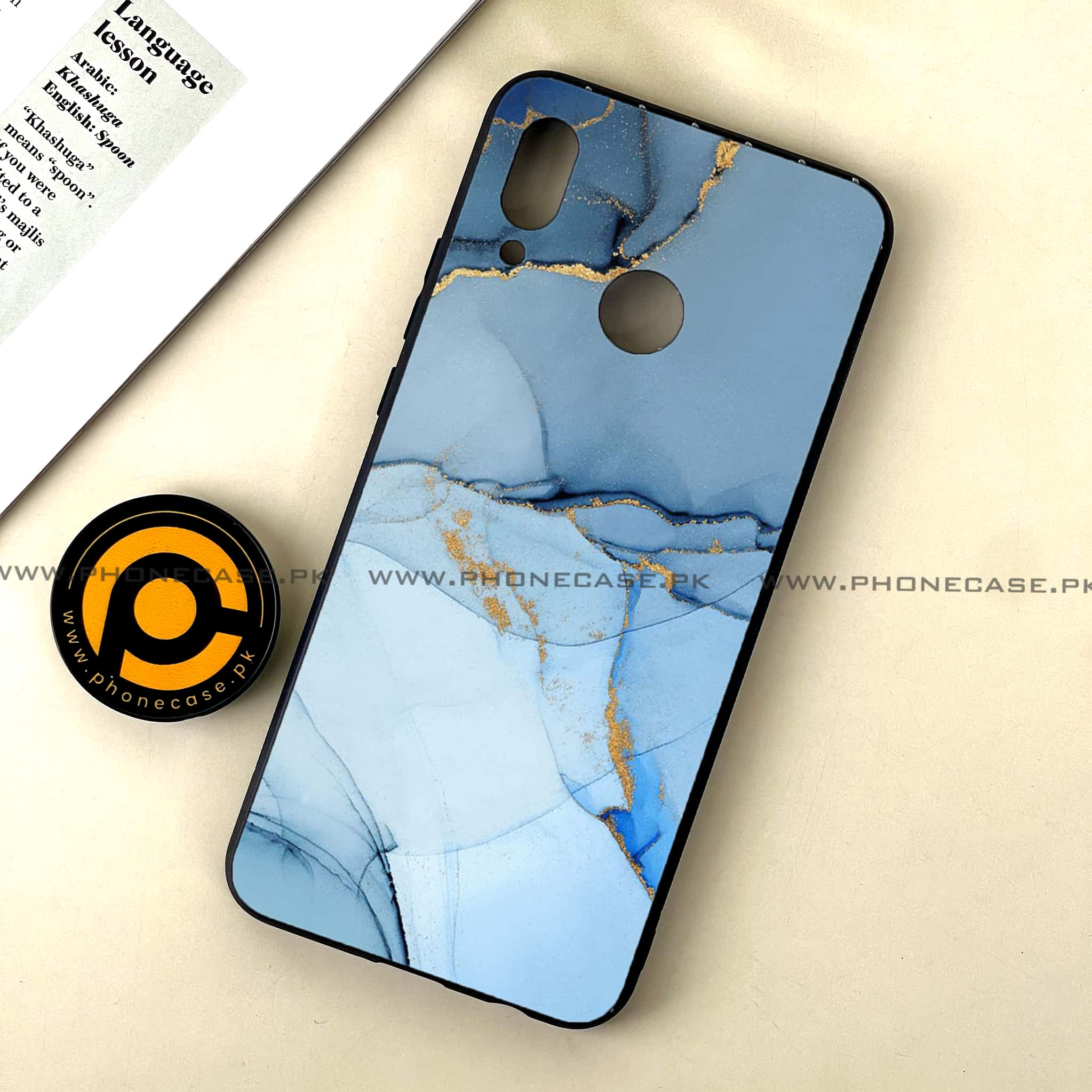 Huawei Nova 3 - Blue Marble Series - Premium Printed Glass soft Bumper shock Proof Case