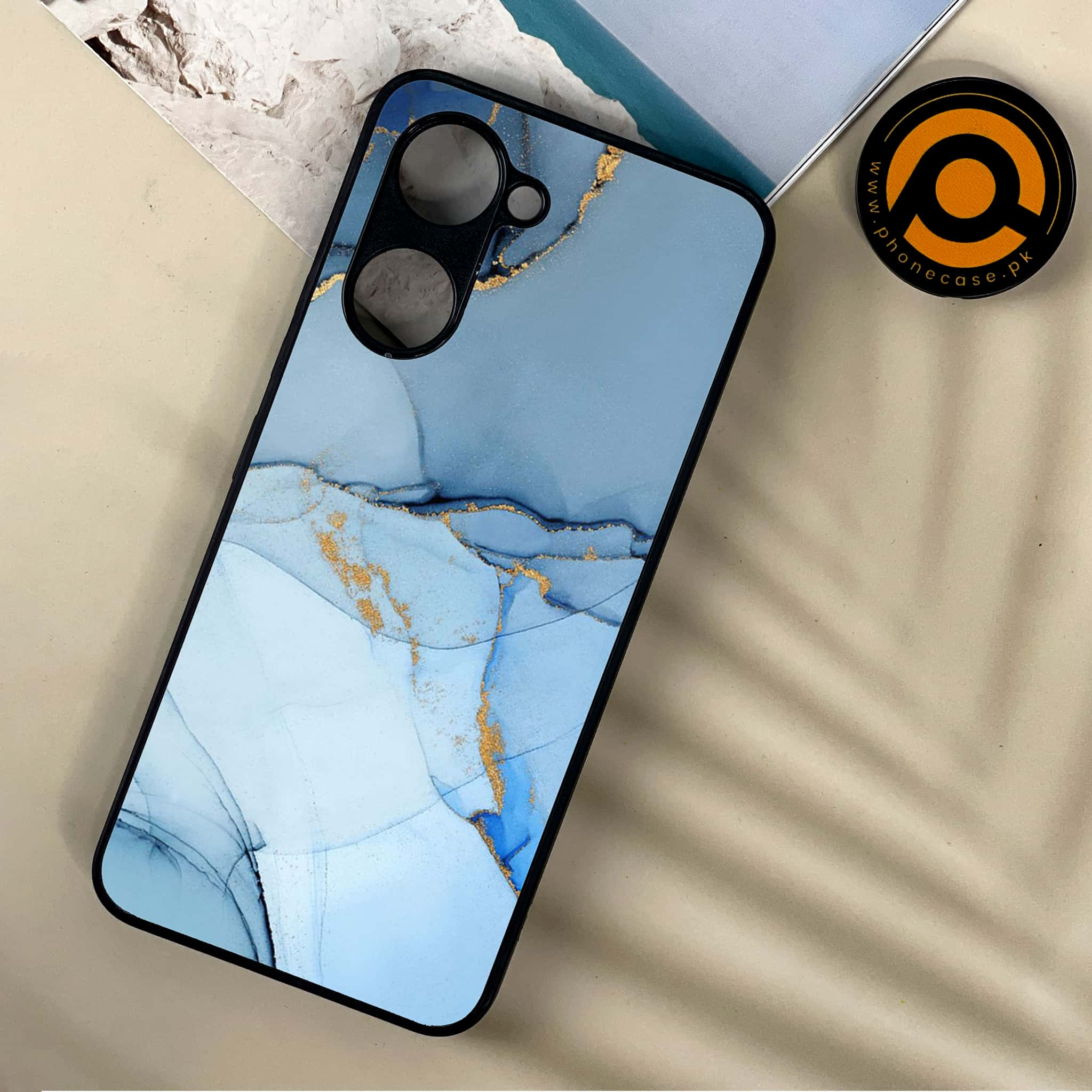 Vivo Y03 - Blue Marble Series - Premium Printed Metal soft Bumper shock Proof Case