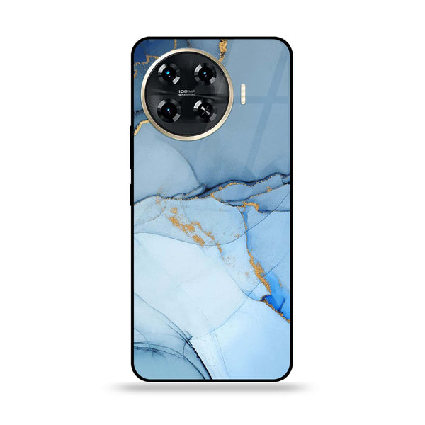 Tecno Spark 20 pro plus - Blue Marble Design 8  - Premium Printed Glass soft Bumper shock Proof Case  CS-25490