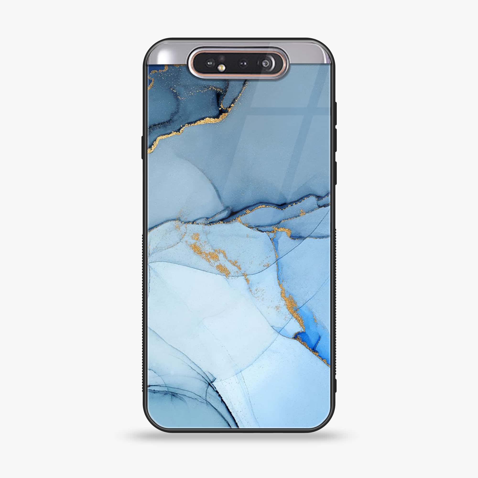 Samsung Galaxy A80 - Blue Marble Series - Premium Printed Glass soft Bumper shock Proof Case