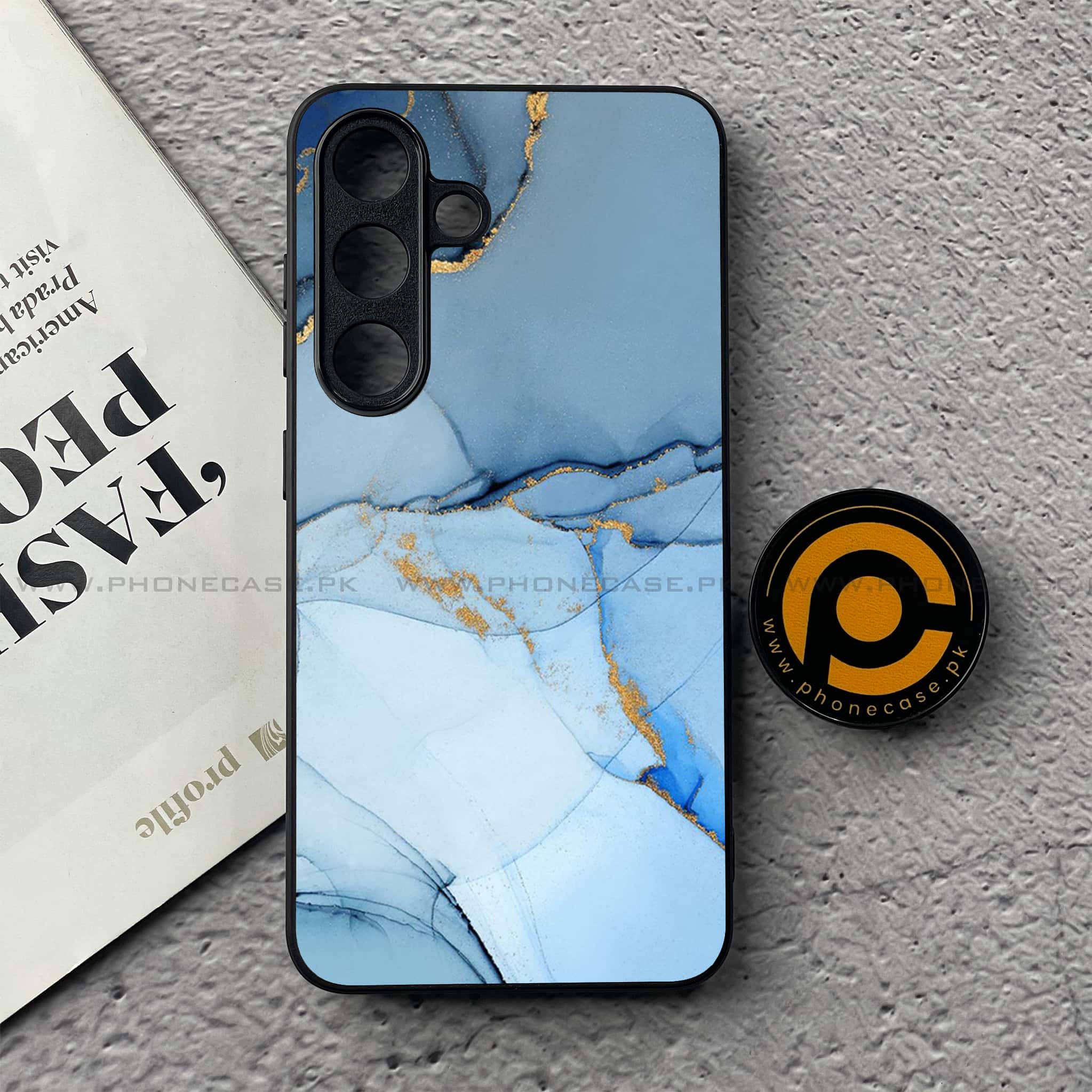 Samsung Galaxy S25 FE - Blue Marble Series - Premium Metal Printed soft Bumper shock Proof Case