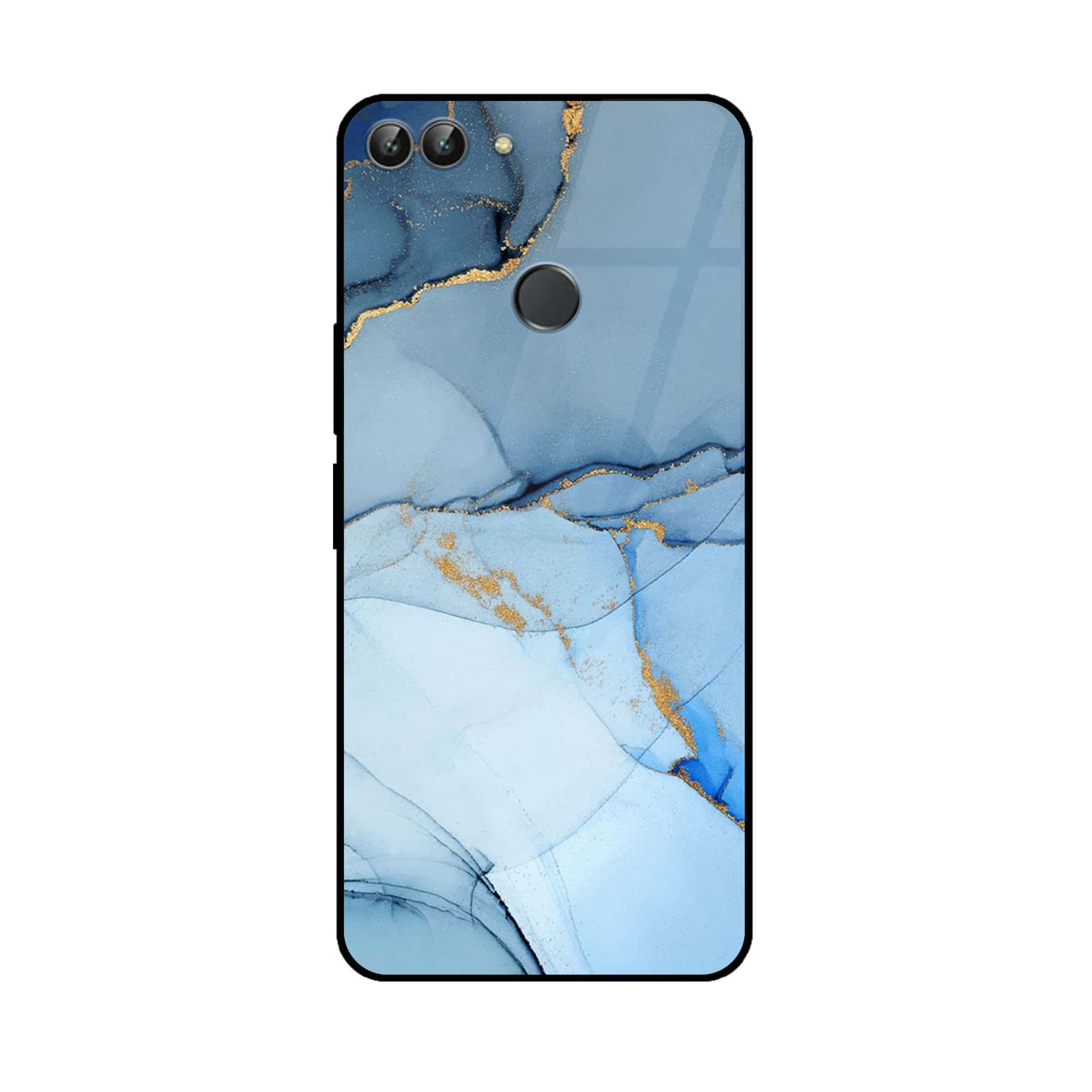 Huawei P Smart - Blue Marble Series - Premium Printed Glass soft Bumper shock Proof Case