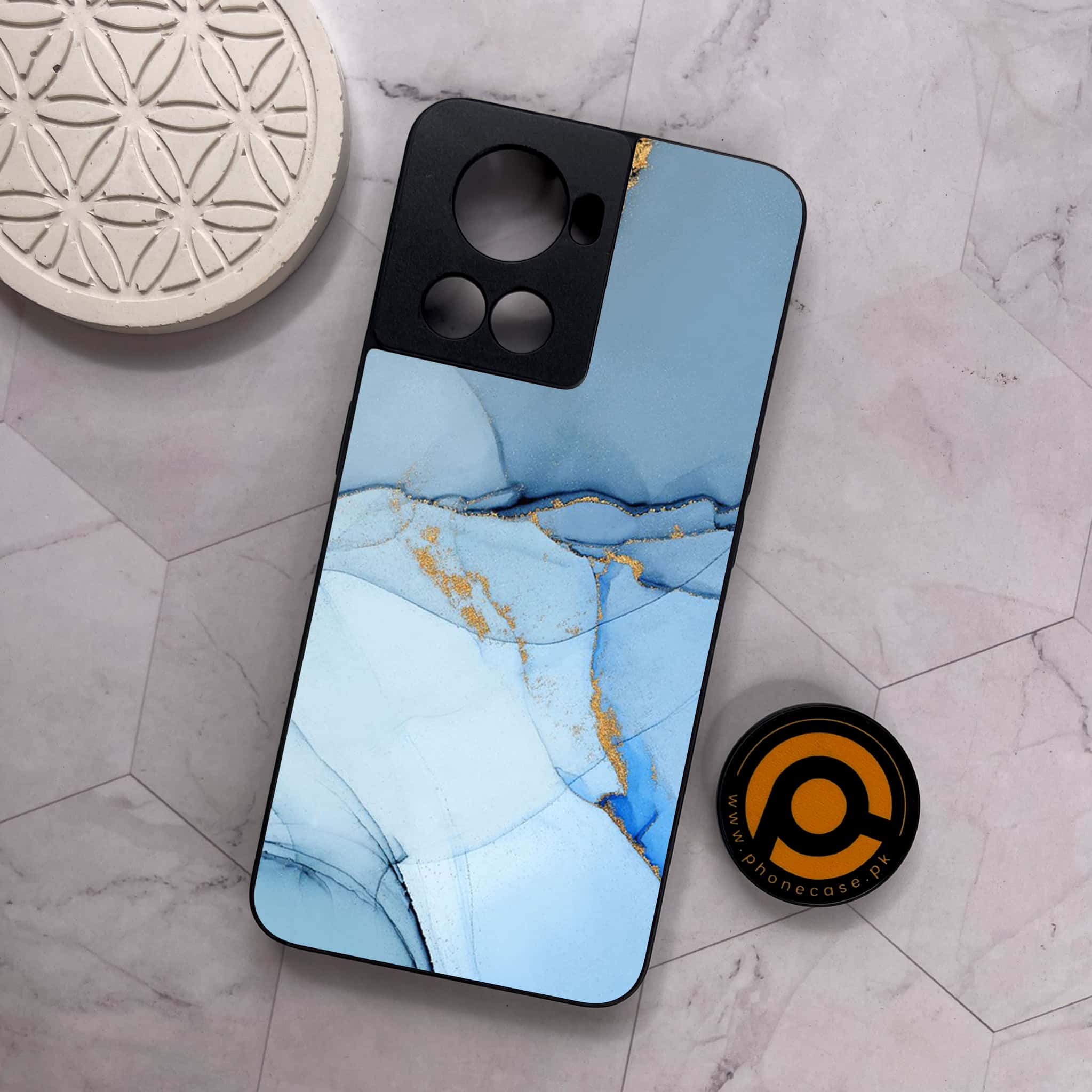 OnePlus 10R - Blue Marble Series - Premium Metal Printed soft Bumper shock Proof Case
