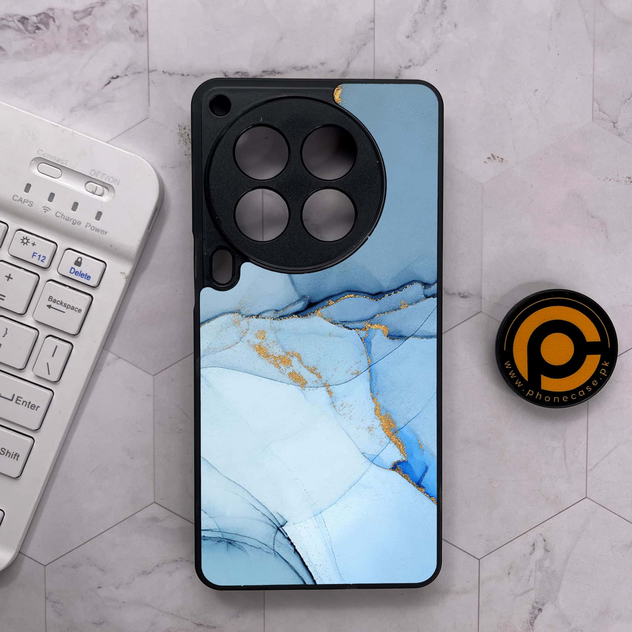 Tecno Camon 30 Premier - Blue Marble Series - Premium Metal Printed soft Bumper shock Proof Case