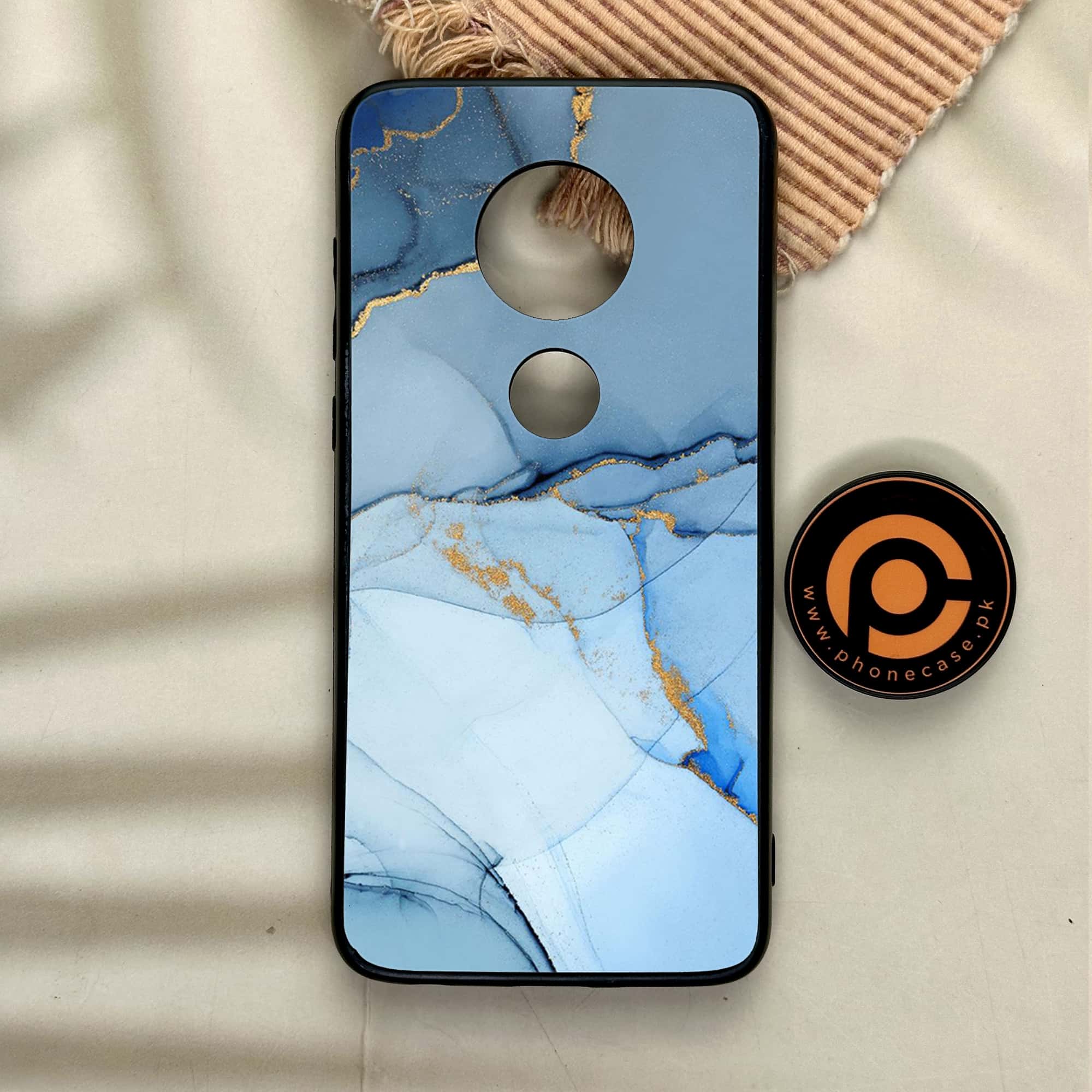Moto G7 - Blue Marble Series - Premium Printed Glass soft Bumper shock Proof Case