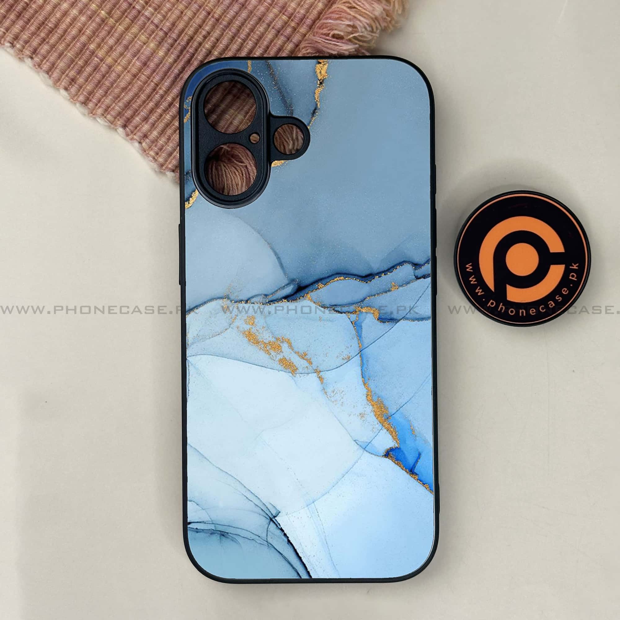 iPhone 17 - Blue Marble Series - Premium Printed Glass soft Bumper shock Proof Case