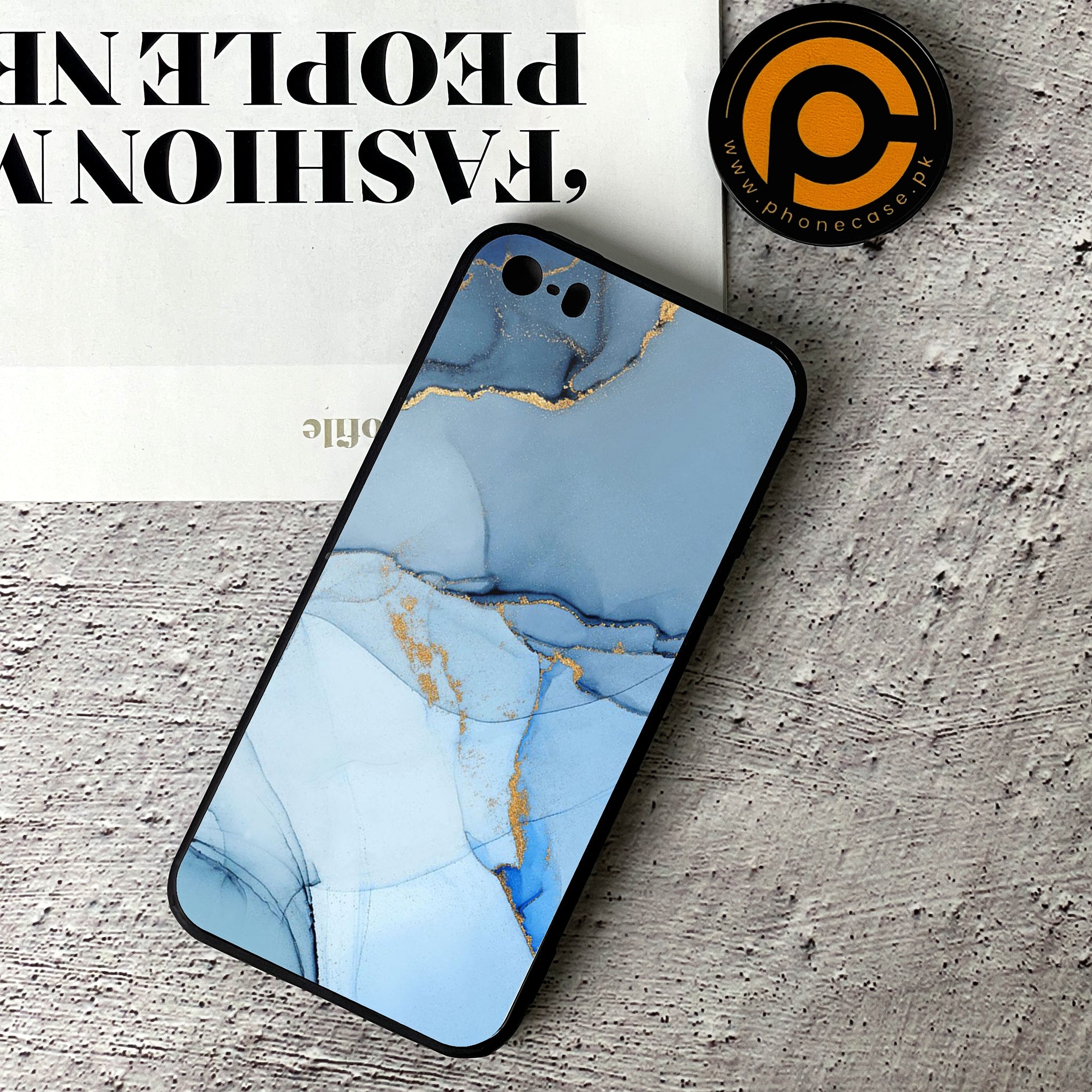 iPhone 5/5c/5s - Blue Marble Series - Premium Printed Glass soft Bumper shock Proof Case