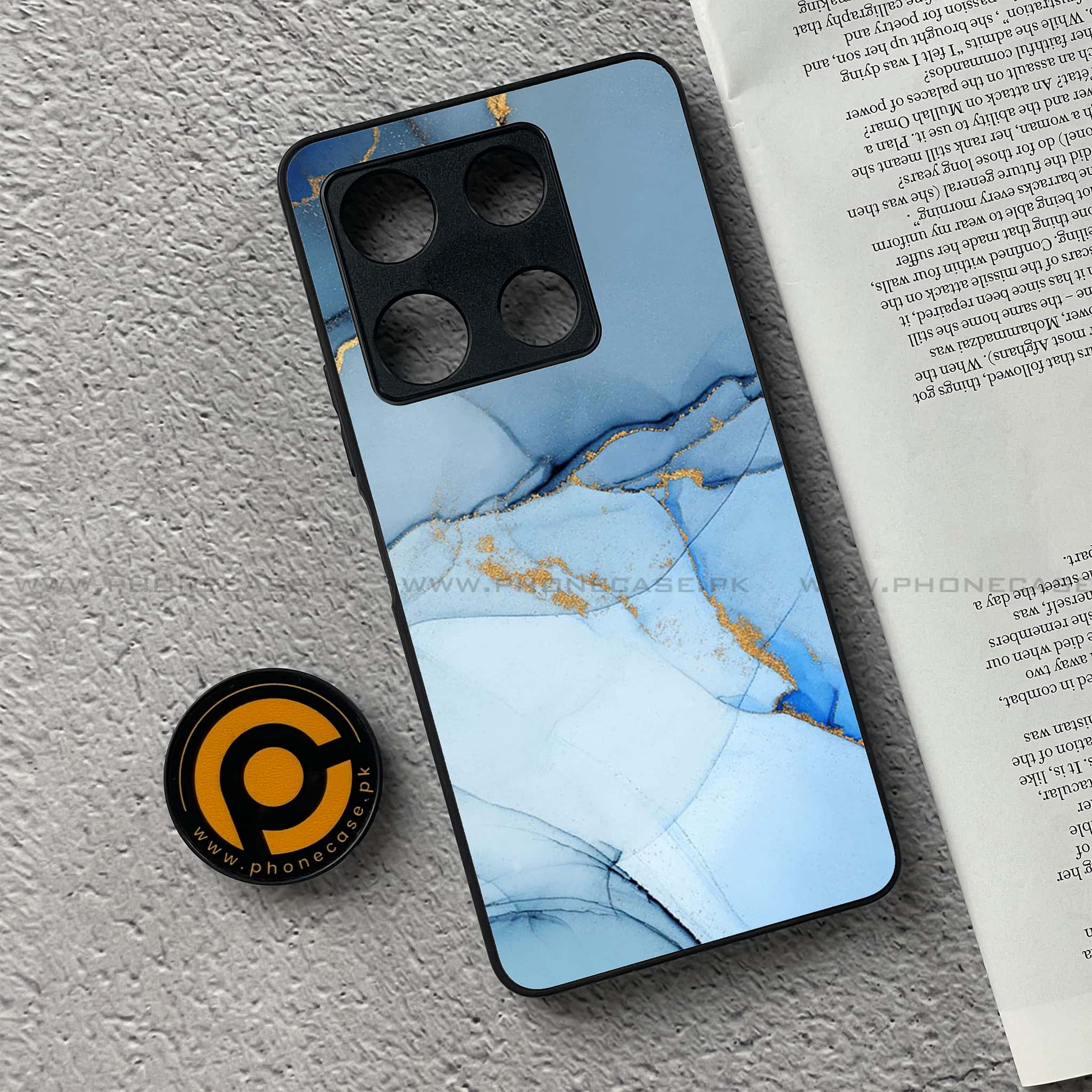 Infinix Note 30 Pro - Blue Marble Series - Premium Metal Printed soft Bumper shock Proof Case
