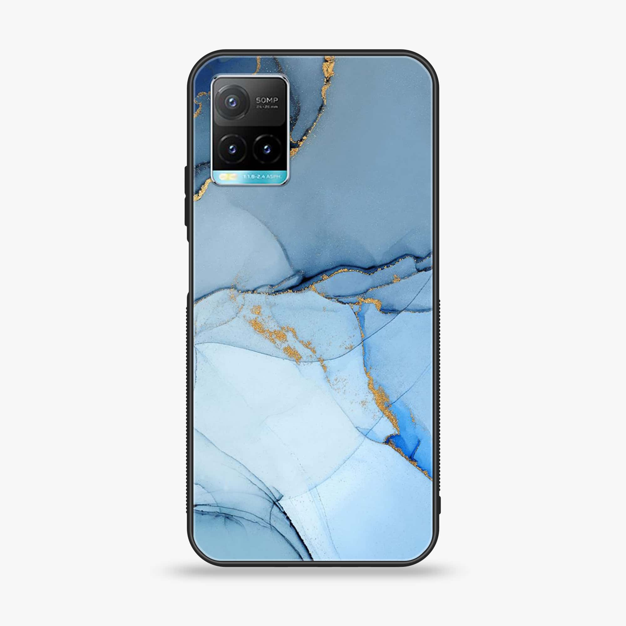 Vivo Y33T - Blue Marble Series - Premium Printed Glass soft Bumper shock Proof Case