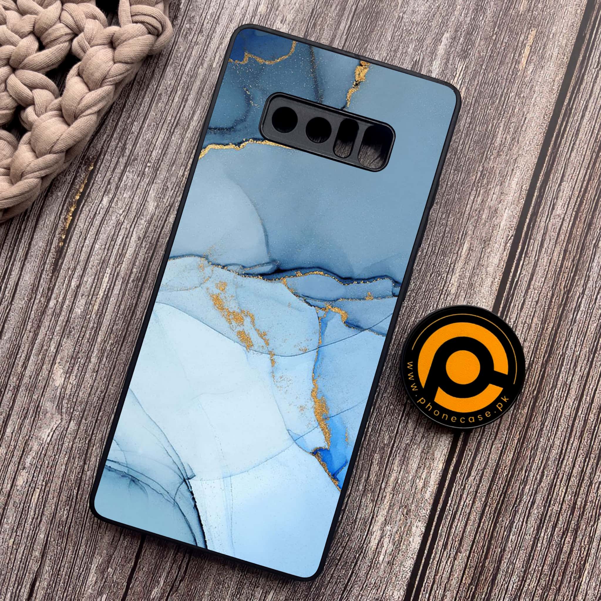 Samsung Galaxy Note 8 - Blue Marble Series - Premium Metal Printed soft Bumper shock Proof Case