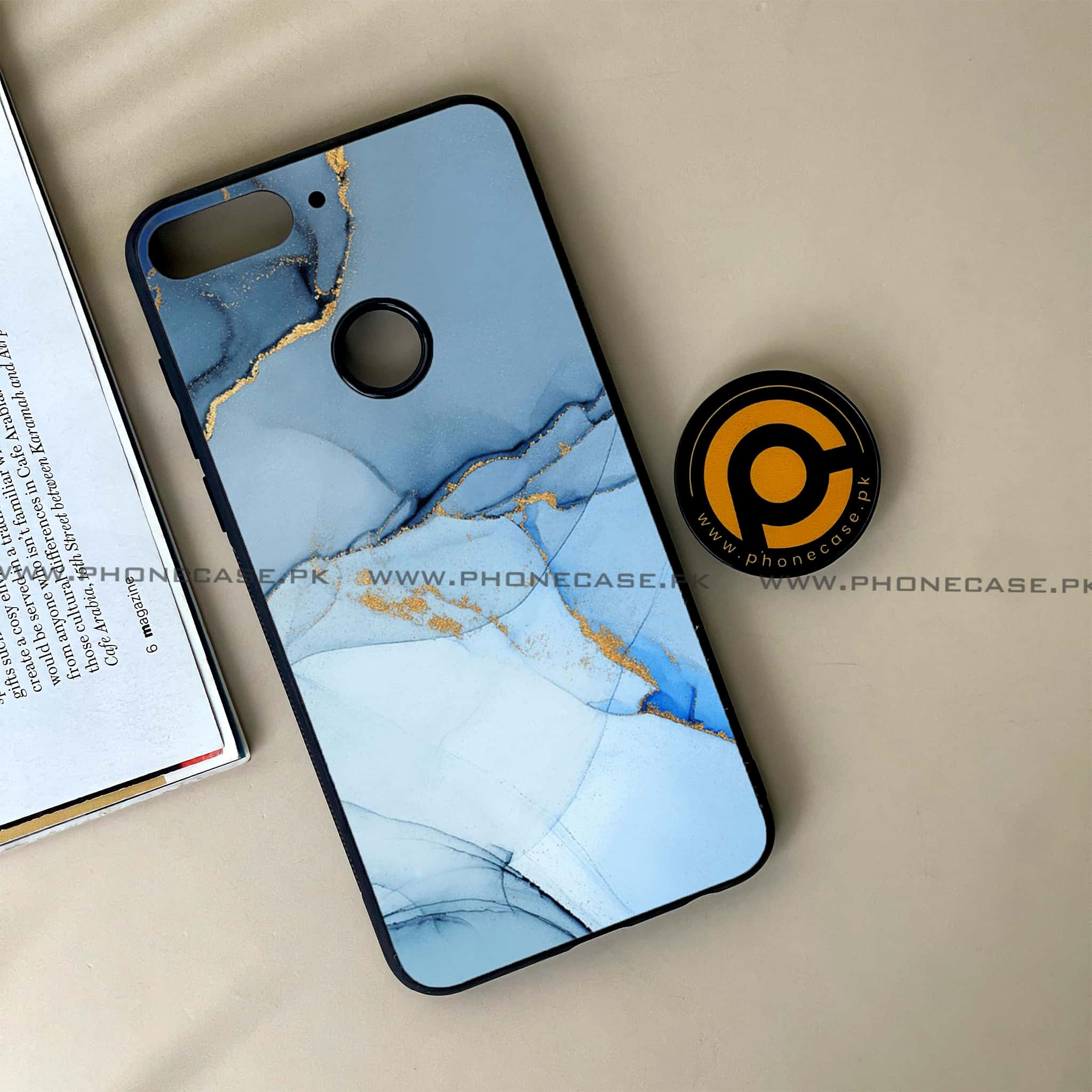 Huawei Y7 Prime (2018) - Blue Marble Series - Premium Printed Glass soft Bumper shock Proof Case