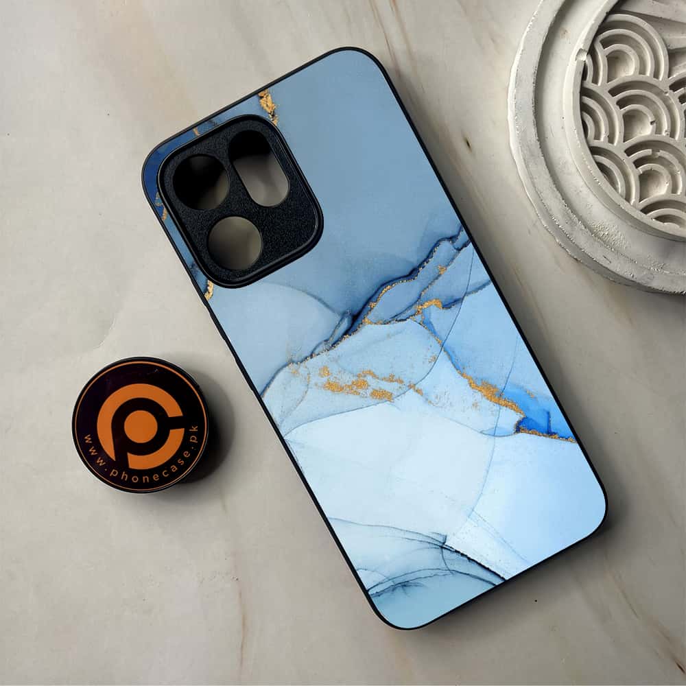 Oppo Reno 14F - Blue Marble Series - Premium Metal Printed Soft Bumper Shockproof Case