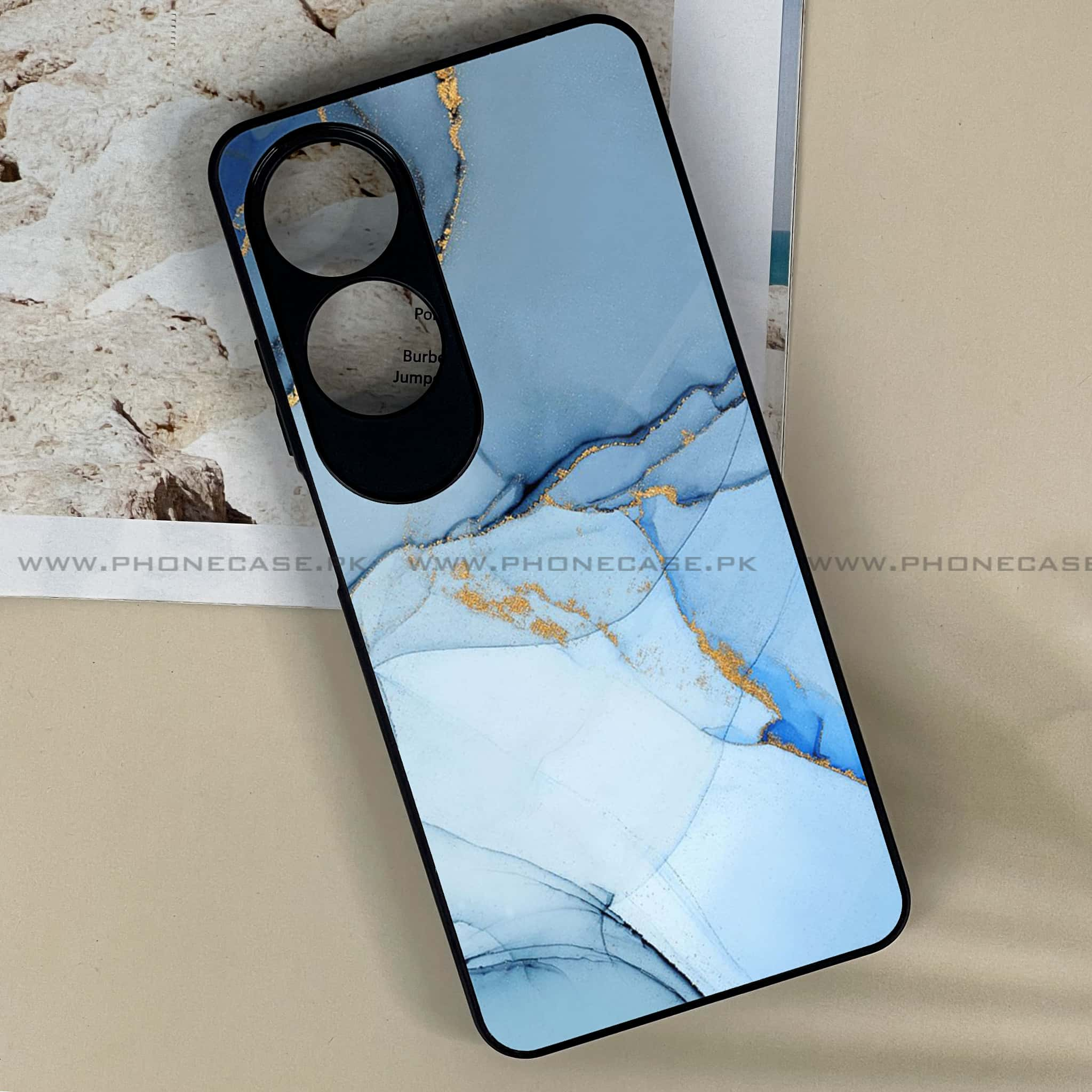 Oppo A60 - Blue Marble Series - Premium Printed Metal soft Bumper shock Proof Case