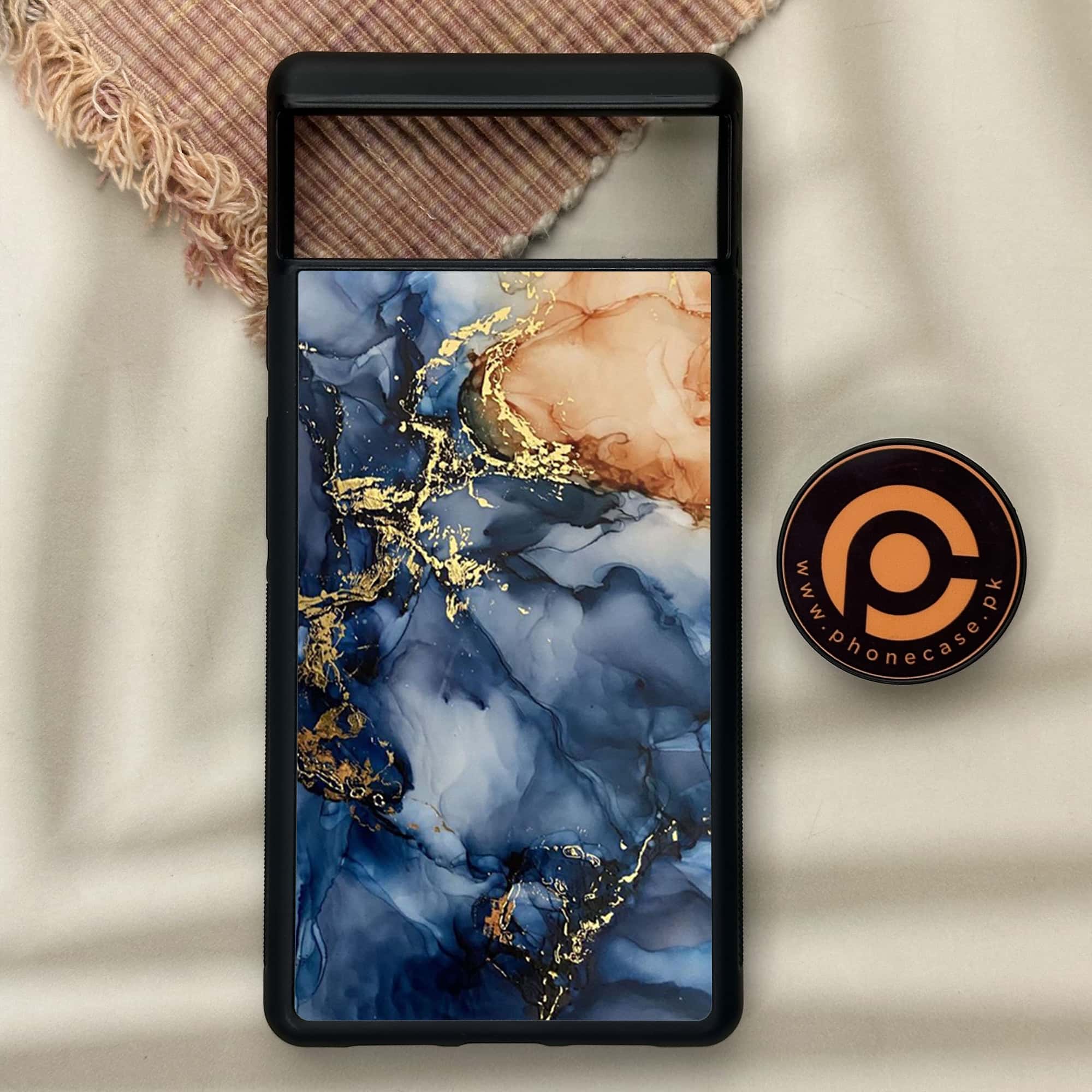 Google Pixel 6 - Blue Marble Series - Premium Metal Printed soft Bumper Shock Proof Case
