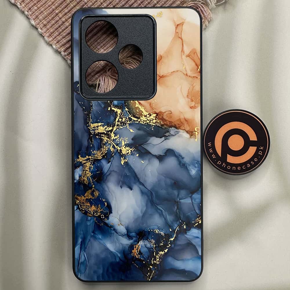 Realme GT 7 - Blue Marble Series - Premium Metal Printed soft Bumper shock Proof Case
