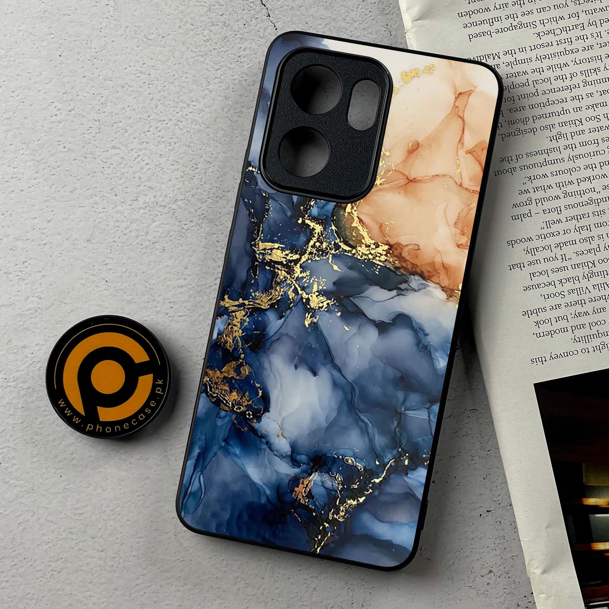 Oppo Reno 13F - Blue Marble Series - Premium Metal Printed Soft Bumper Shockproof Case