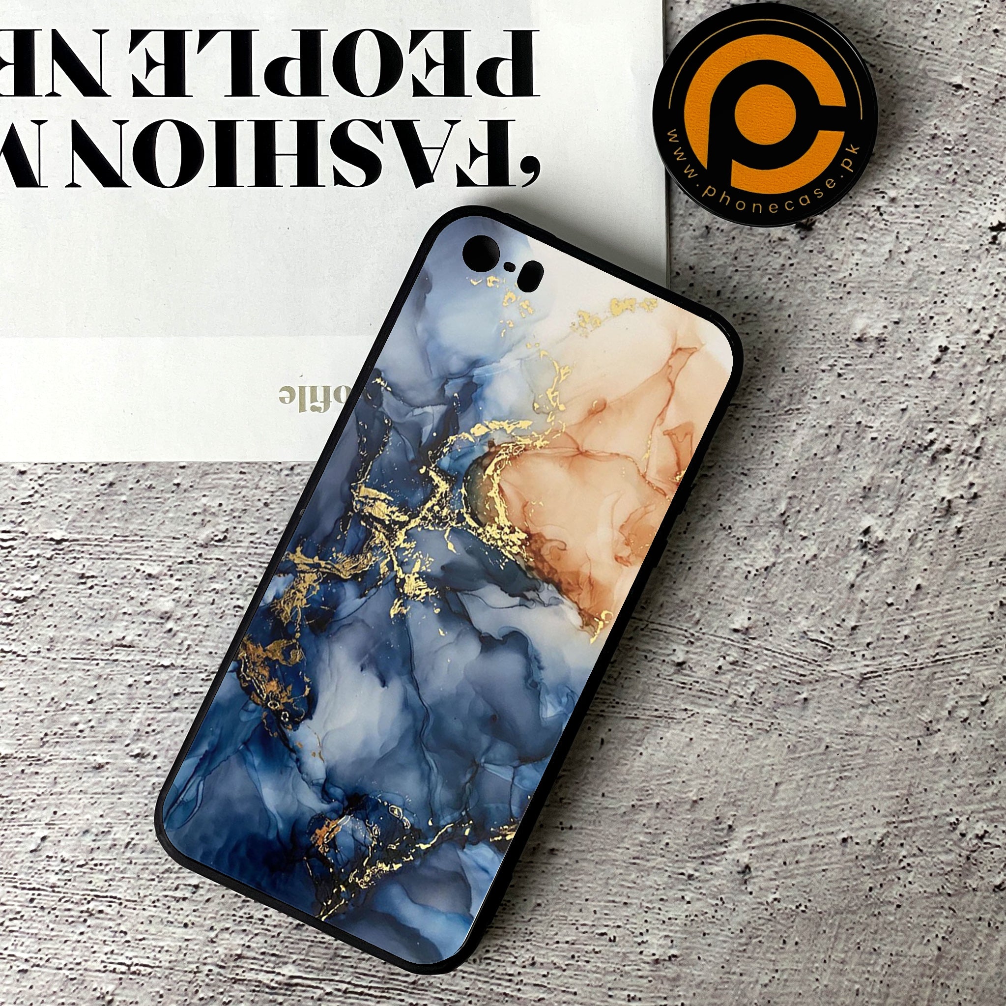 iPhone 5/5c/5s - Blue Marble Series - Premium Printed Glass soft Bumper shock Proof Case