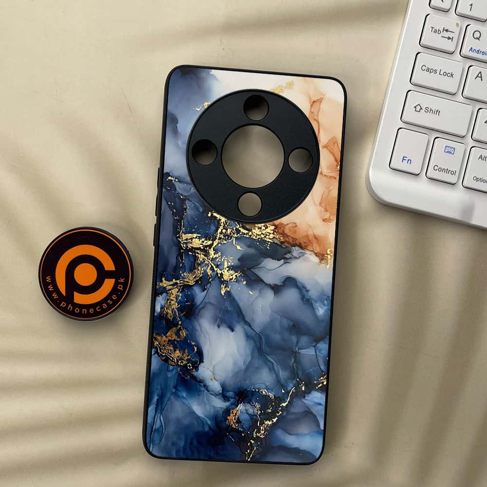 HONOR X9b 5G - Blue Marble Series - Premium Metal  Printed soft Bumper shock Proof Case