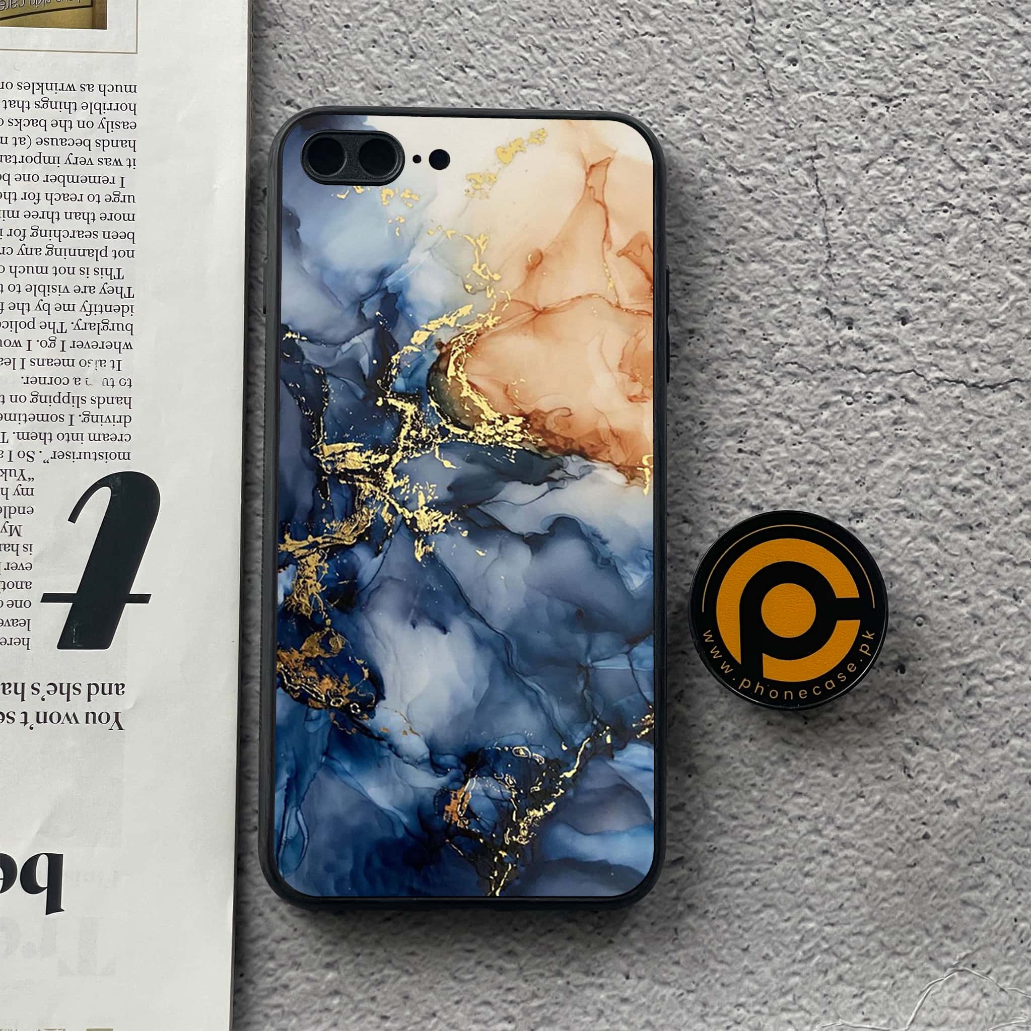 iPhone 7 Plus/ 8 Plus - Blue Marble Series - Premium Printed Glass soft Bumper shock Proof Case