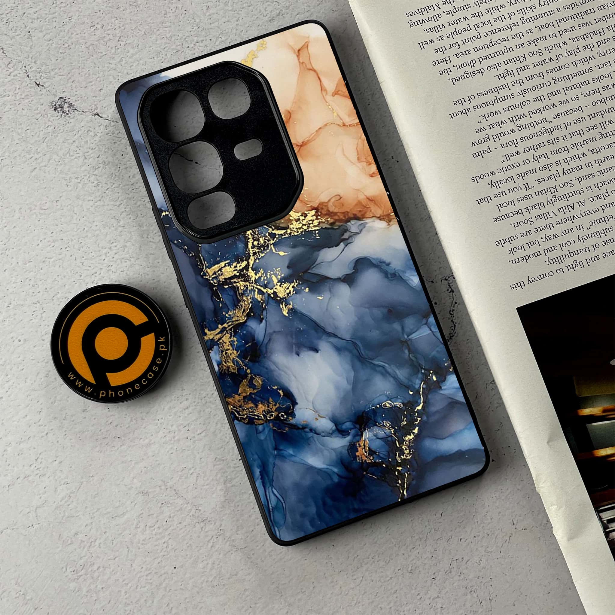 Infinix Note 50 Pro Plus - Blue Marble Series - Premium Metal Printed Soft Bumper Shockproof Case