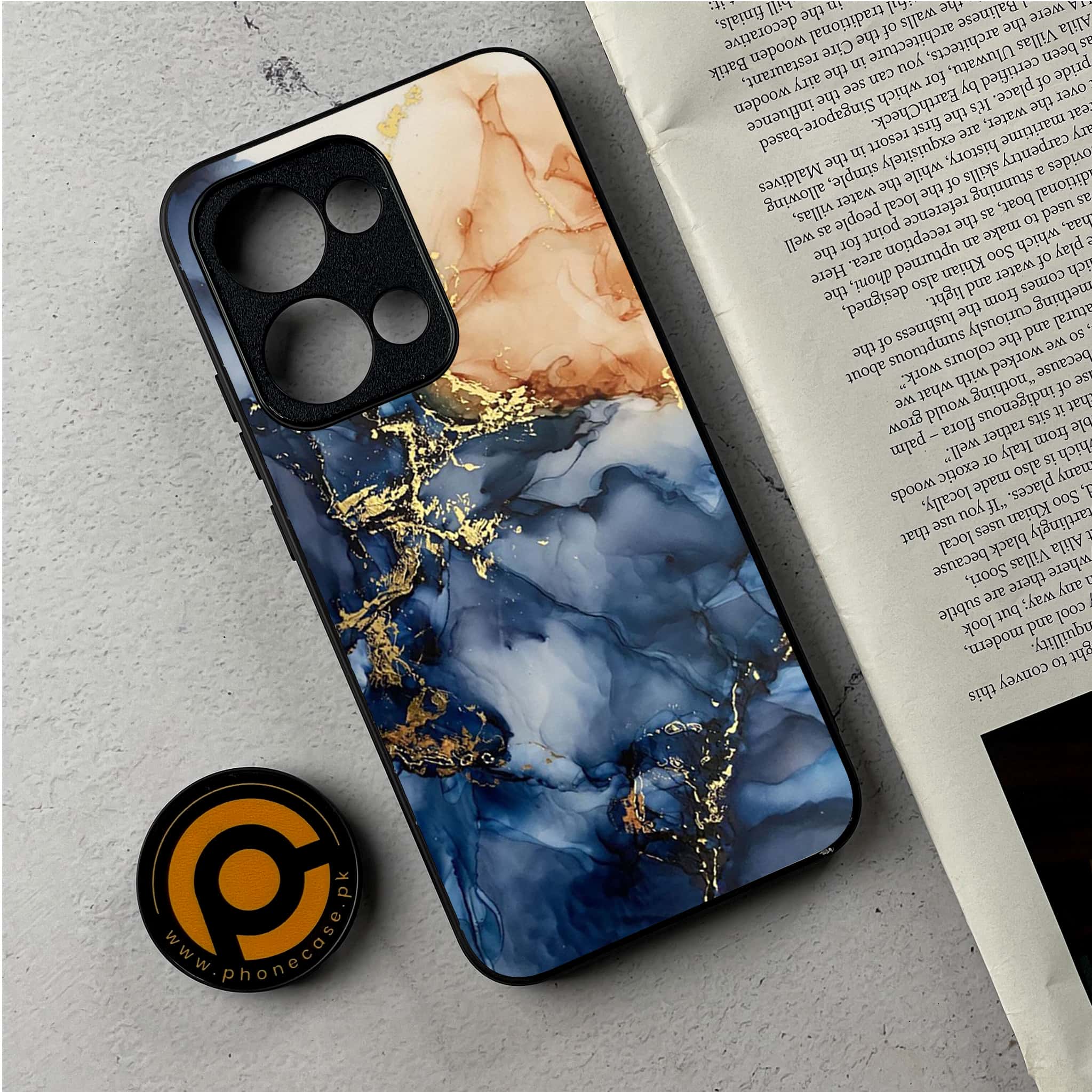 Oppo Reno 13 - Blue Marble Series - Premium Metal Printed Soft Bumper Shockproof Case