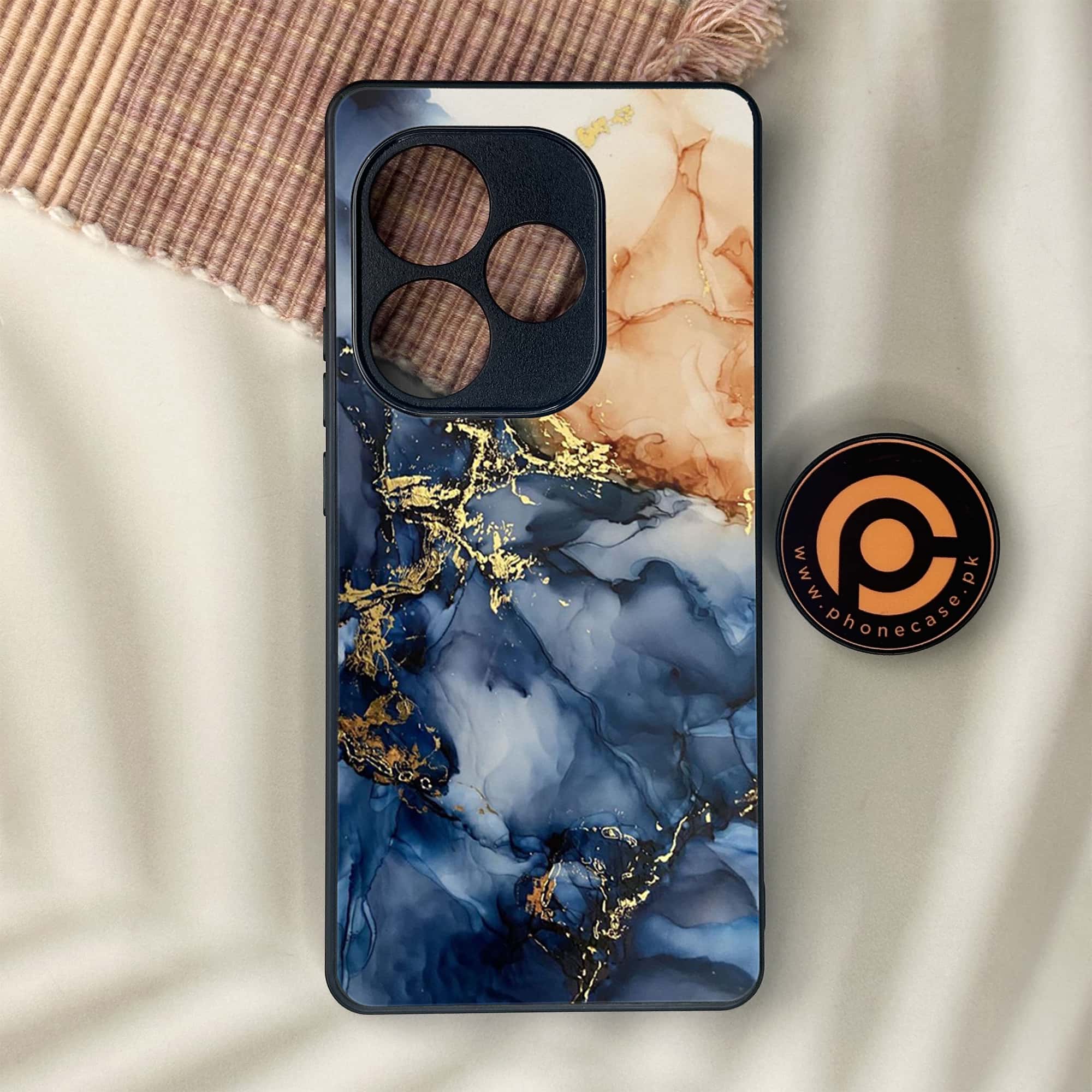 Realme GT 6 - Blue Marble Series - Premium Metal Printed soft Bumper shock Proof Case
