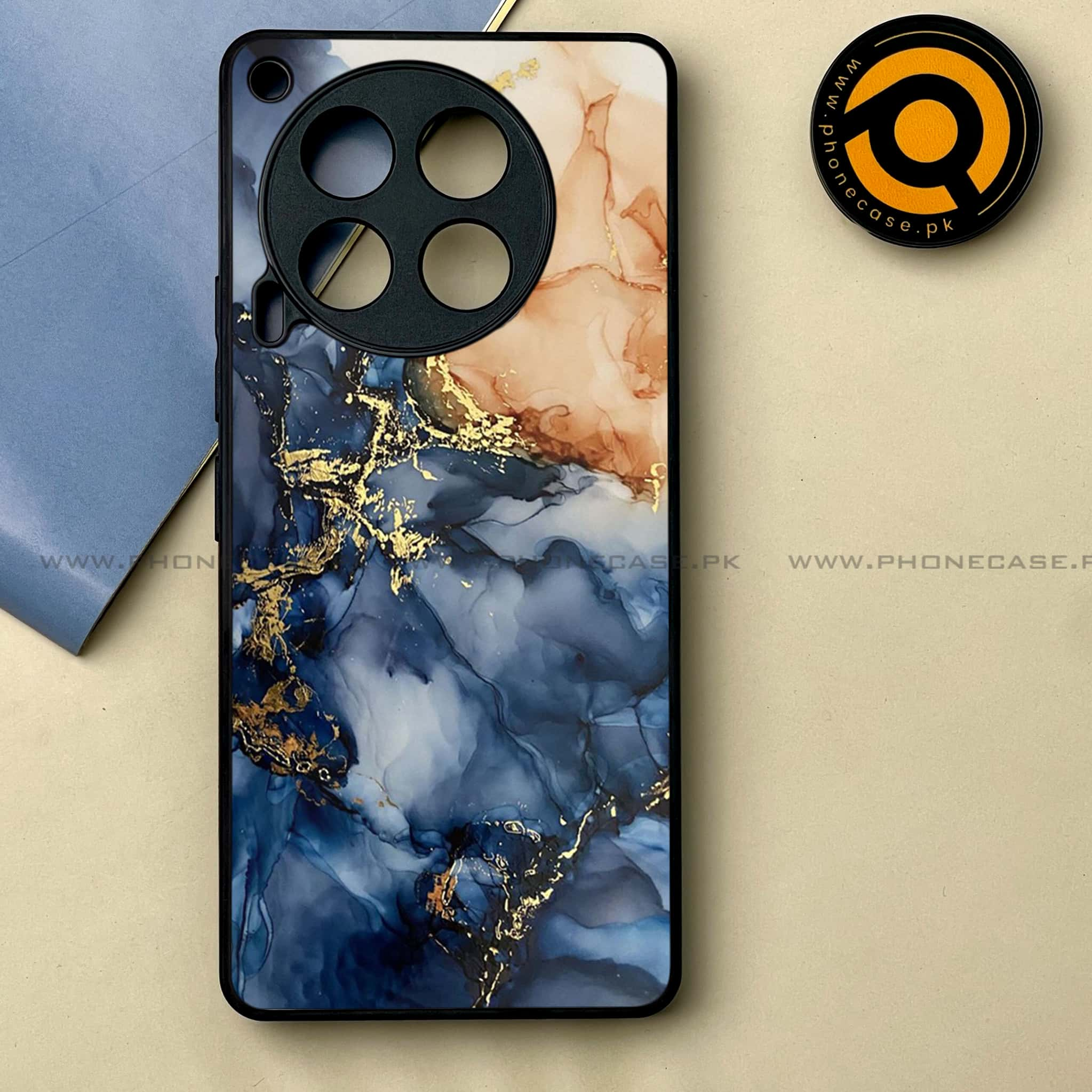 Tecno Camon 30 - Blue Marble Series -  Premium Printed Metal soft Bumper shock Proof Case