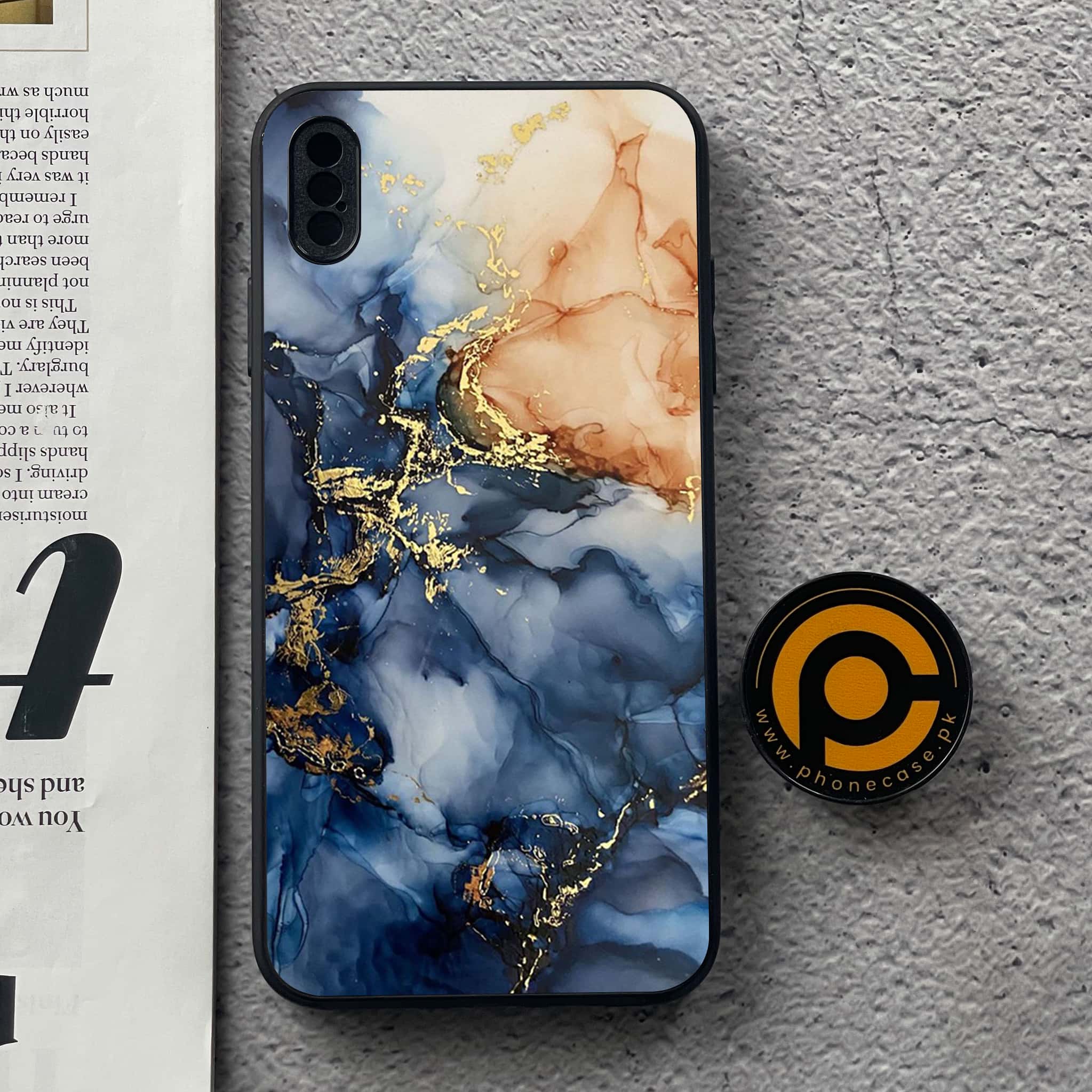 iPhone Xs Max - Blue Marble Series - Premium Metal Printed soft Bumper shock Proof Case