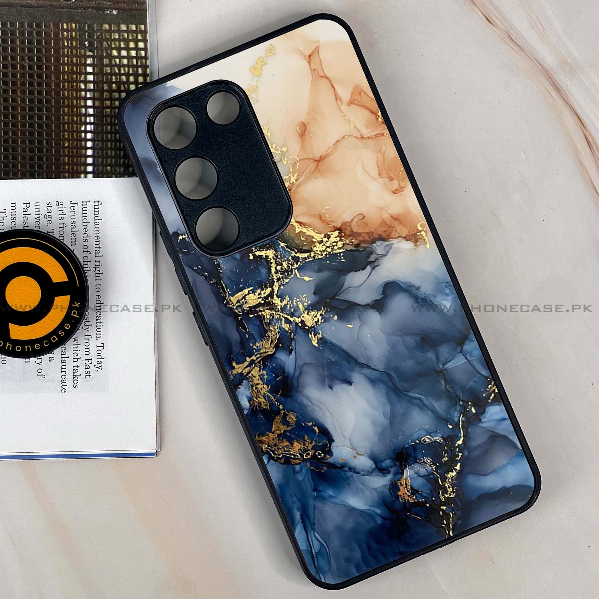 Vivo Y200e - Blue Marble Series - Premium Metal Printed soft Bumper shock Proof Case