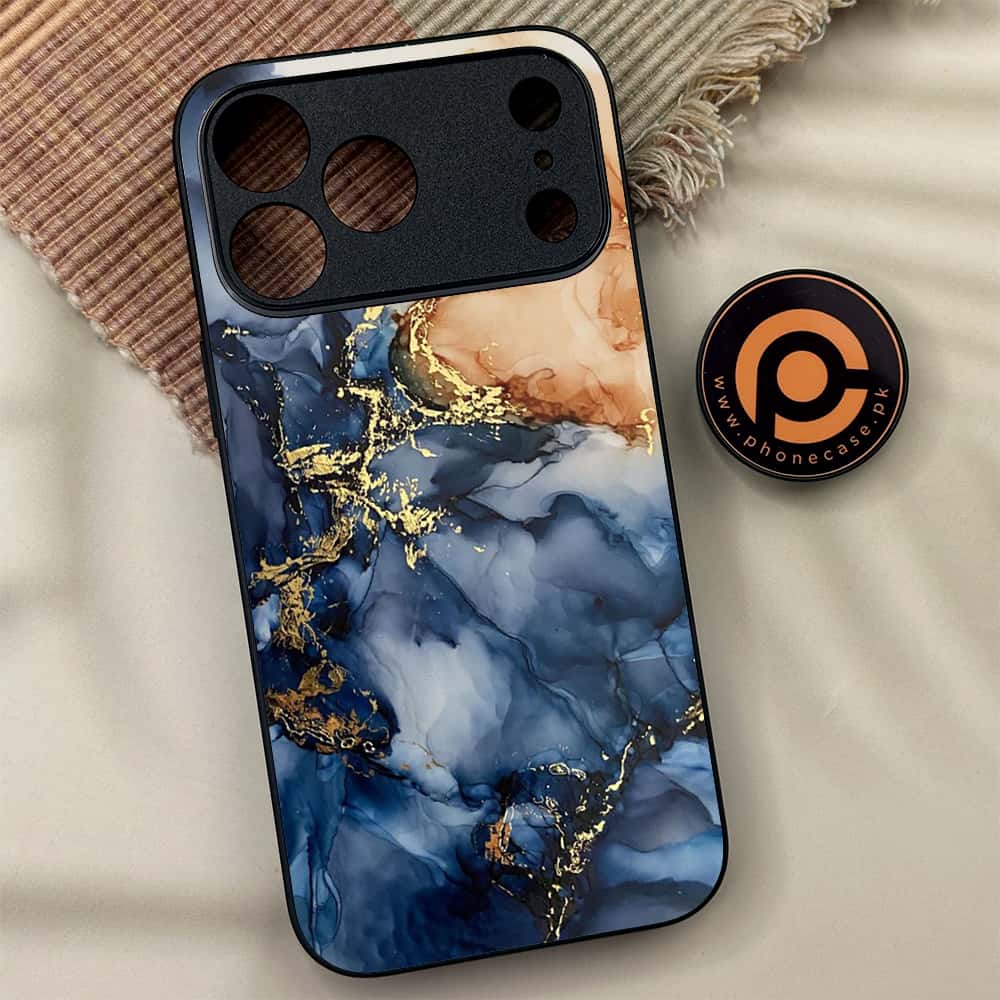 iPhone 17 Pro Max - Blue Marble Series - Premium Metal Printed soft Bumper shock Proof Case