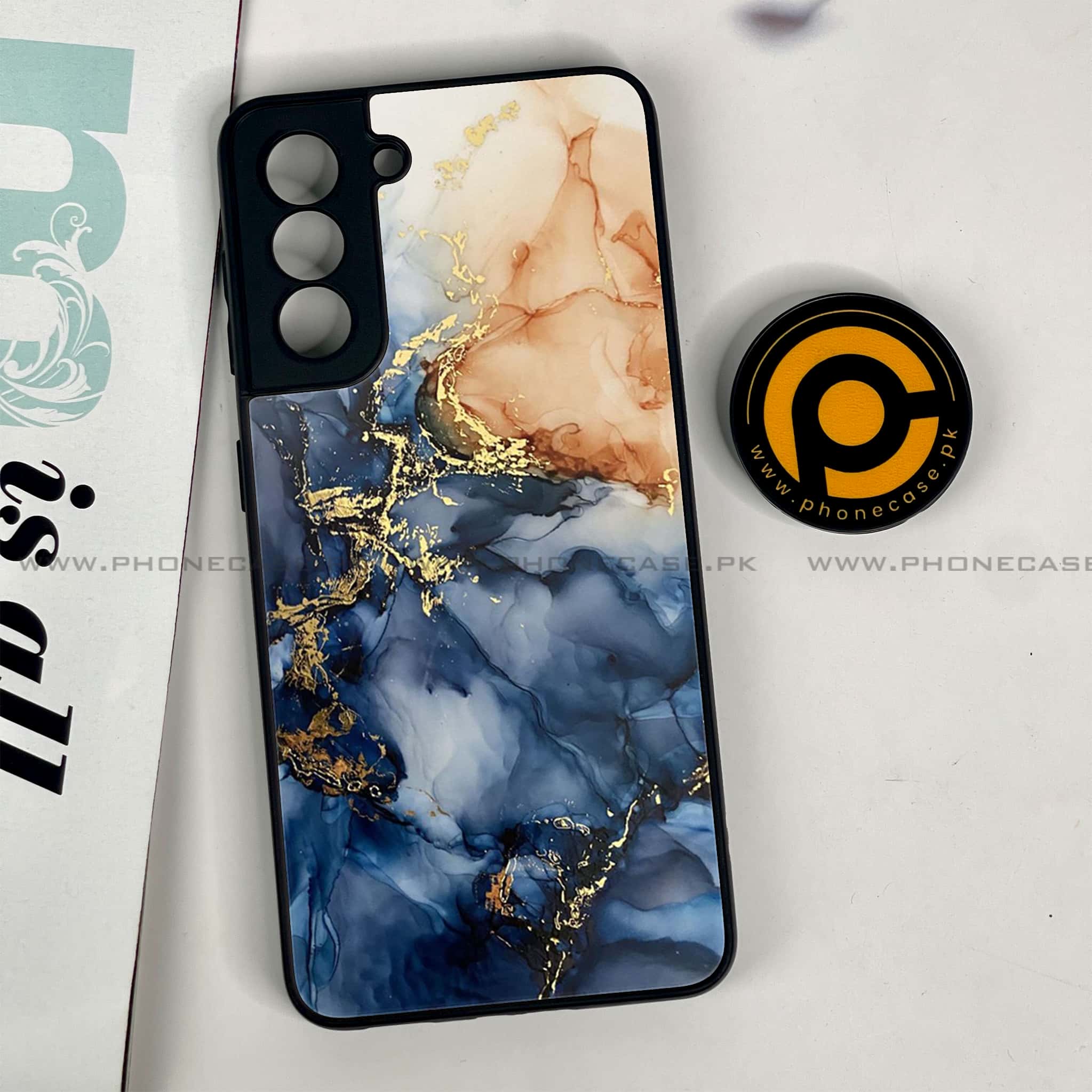 Samsung Galaxy S21 - Blue Marble Series - Premium Metal Printed soft Bumper shock Proof Case