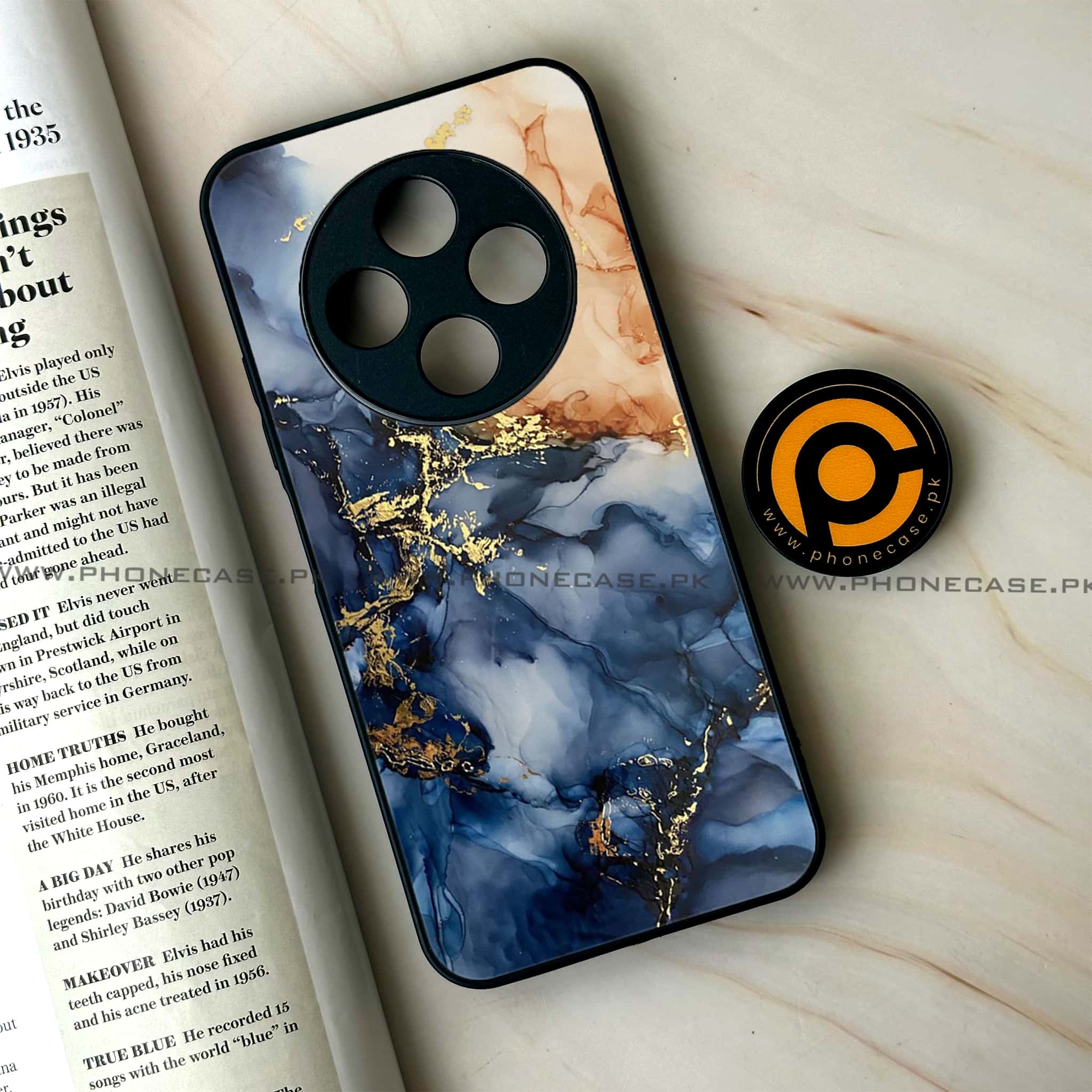 Oppo F27 Pro - Blue Marble Series - Premium Metal Printed soft Bumper Shock Proof Case