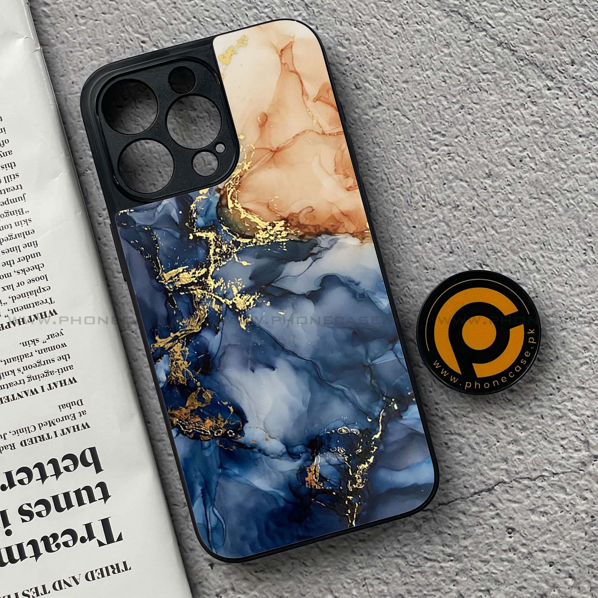 iPhone 15 Pro - Blue Marble Series - Premium Metal Printed soft Bumper shock Proof Case