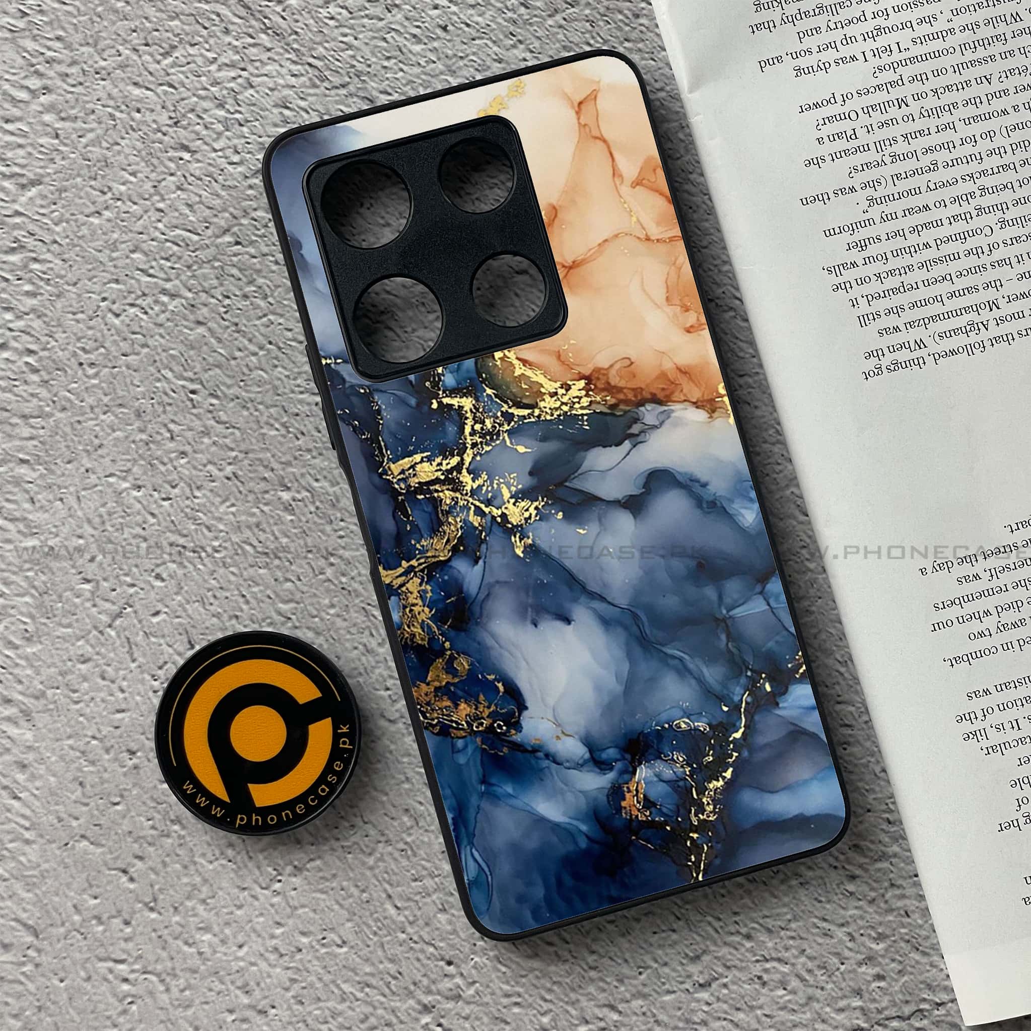 Infinix Note 30 Pro - Blue Marble Series - Premium Metal Printed soft Bumper shock Proof Case