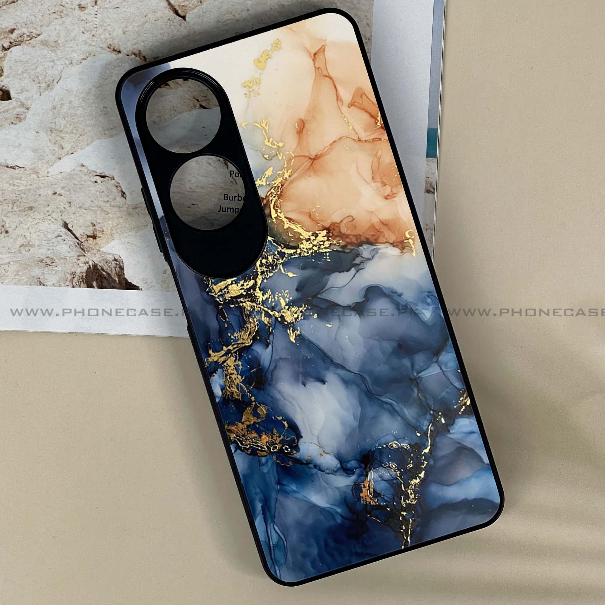 Oppo A60 - Blue Marble Series - Premium Printed Metal soft Bumper shock Proof Case